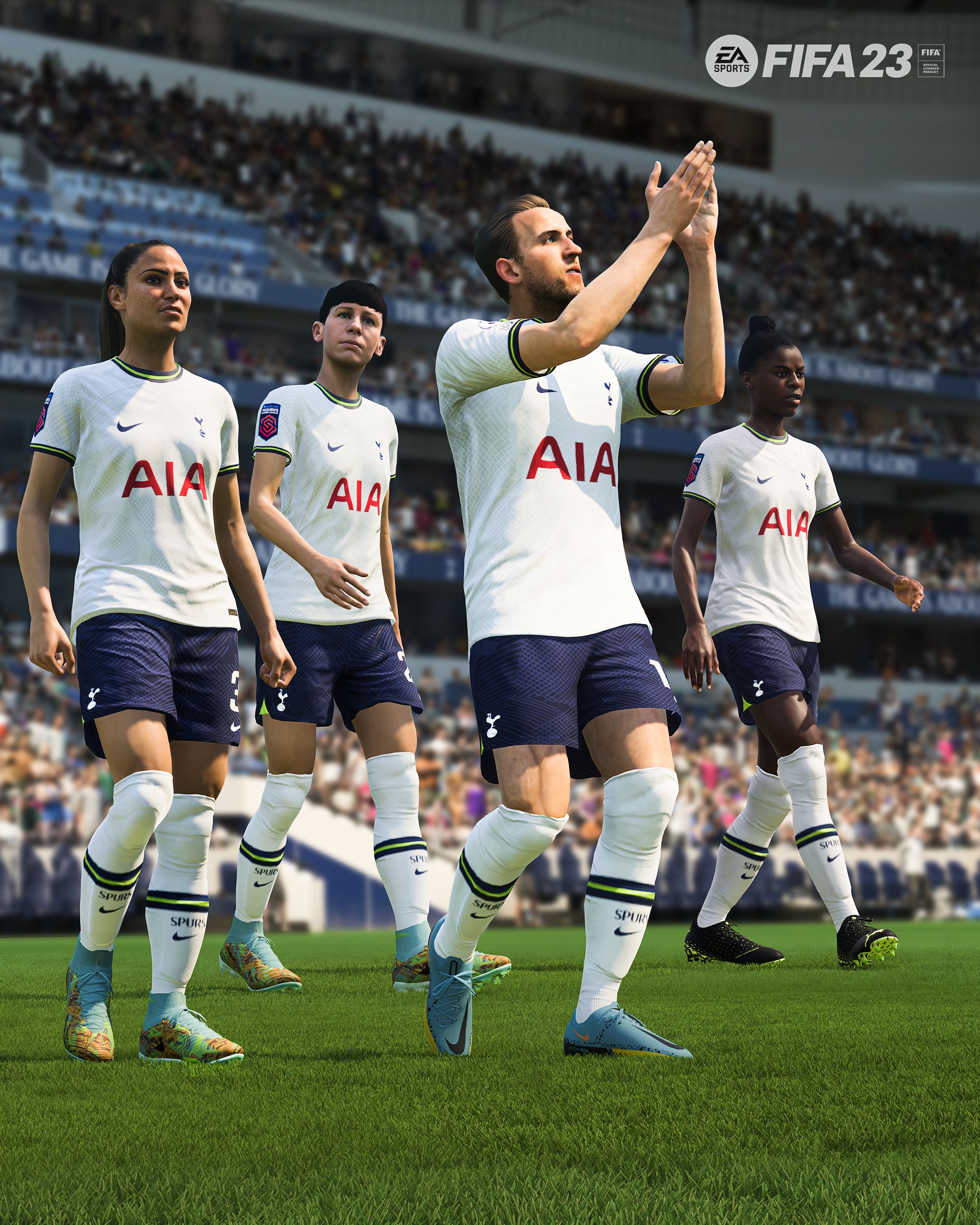 FIFA 23 gameplay footage showing Spurs players