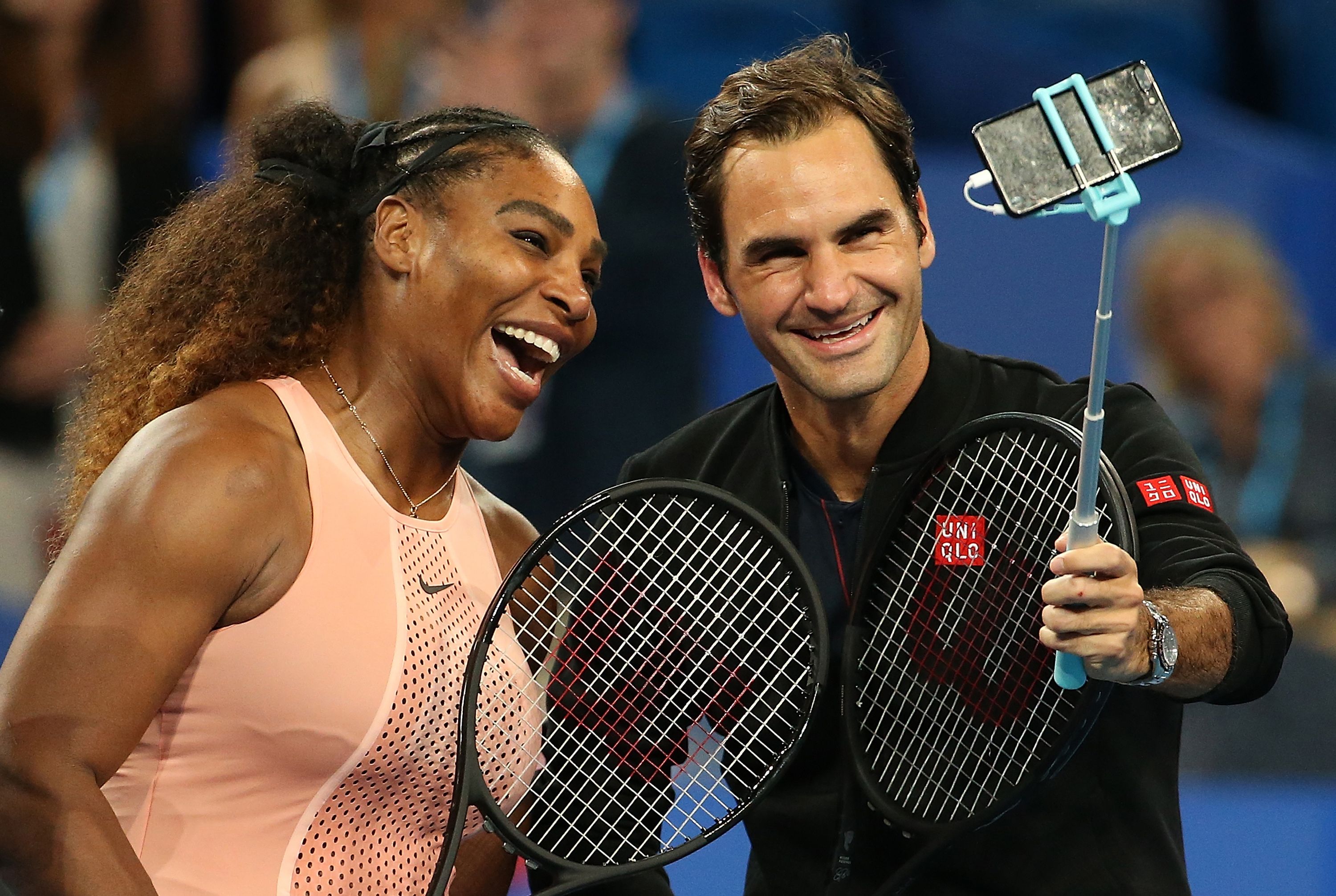 Serena Williams and Roger Federer at the 2019 Hopman Cup