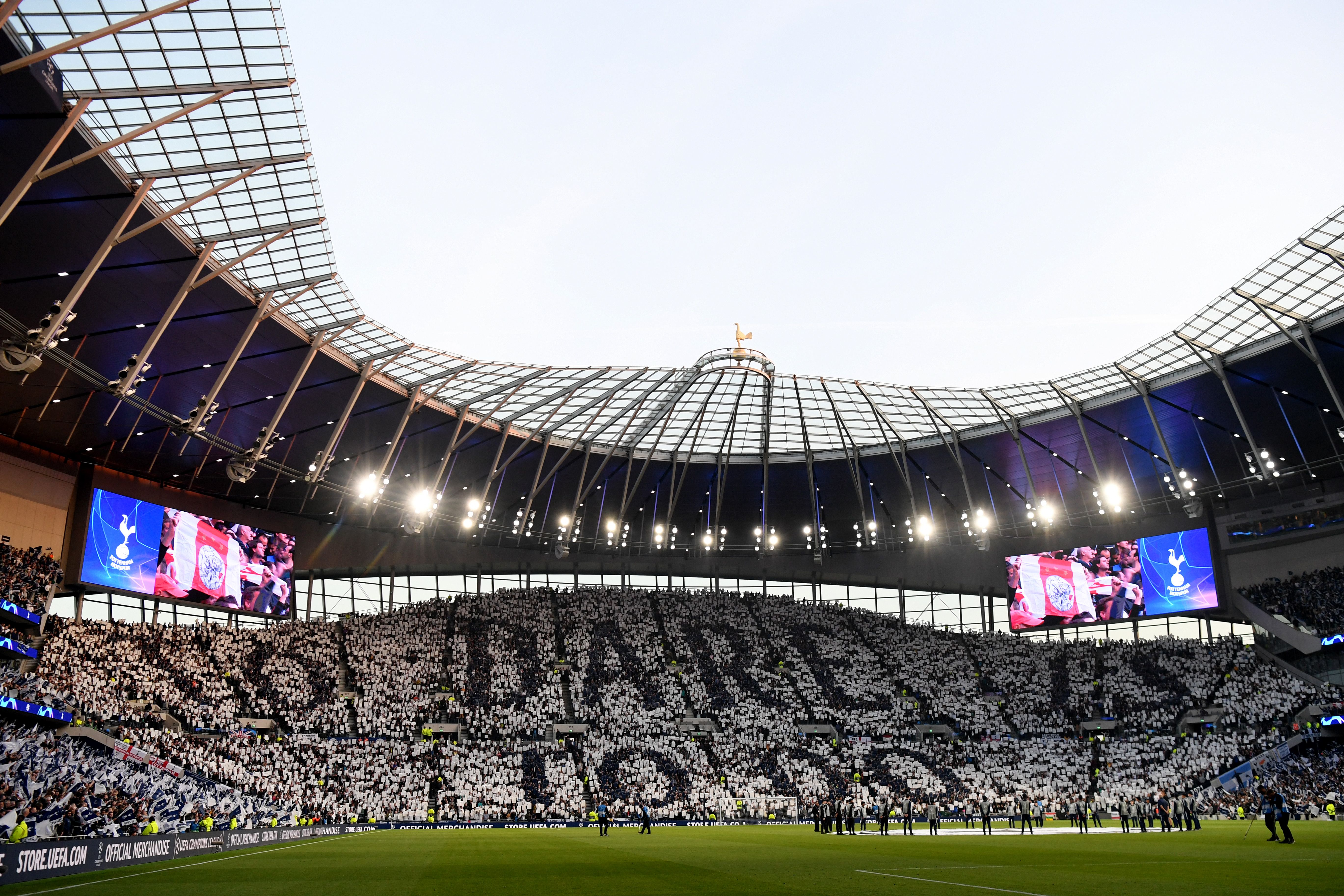 Spurs fans welcome their team prior to the UEFA Champions League Semi Final 