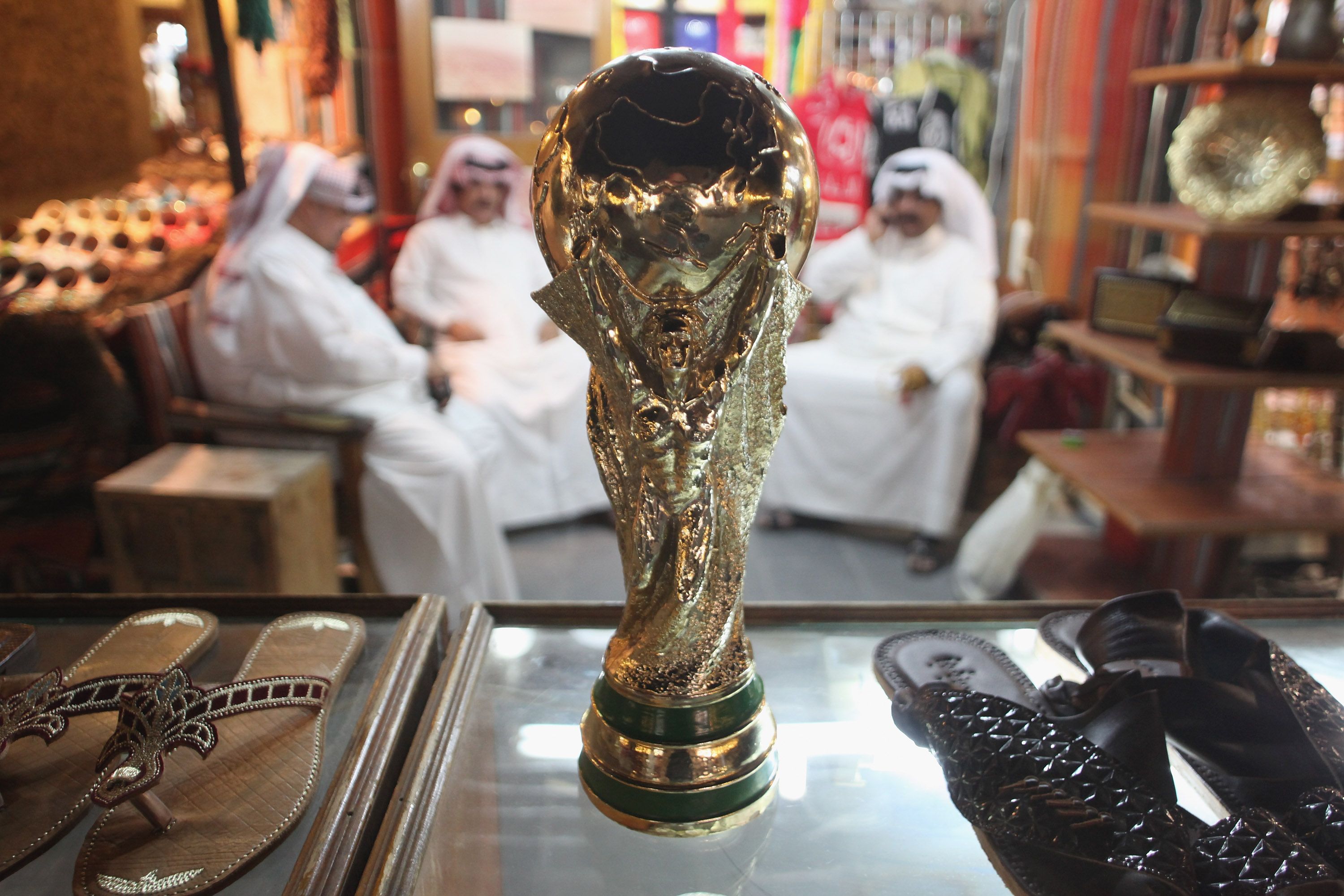 A replica of the famous World Cup trophy on show