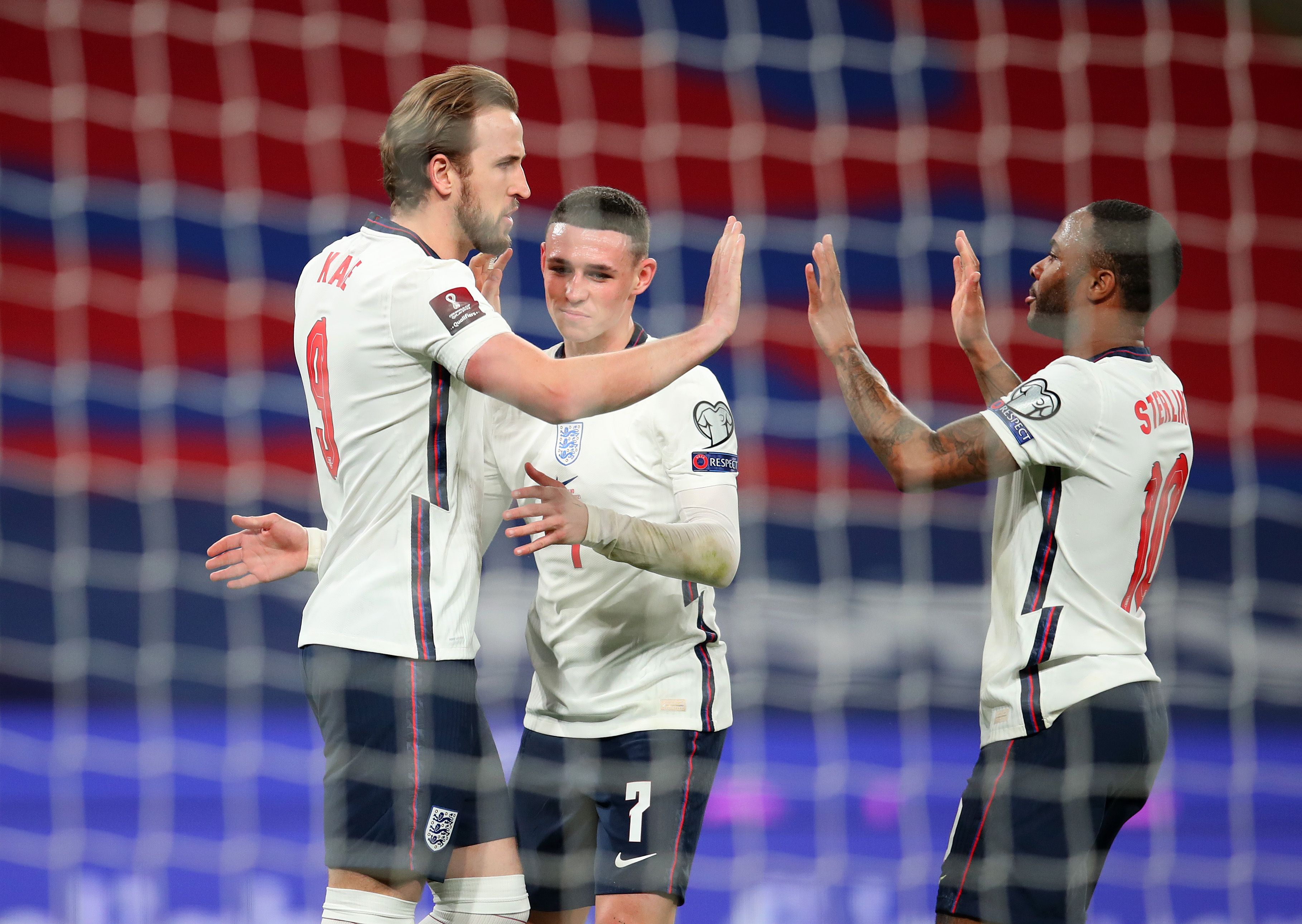 Harry Kane, Phil Foden and Raheem Sterling with England