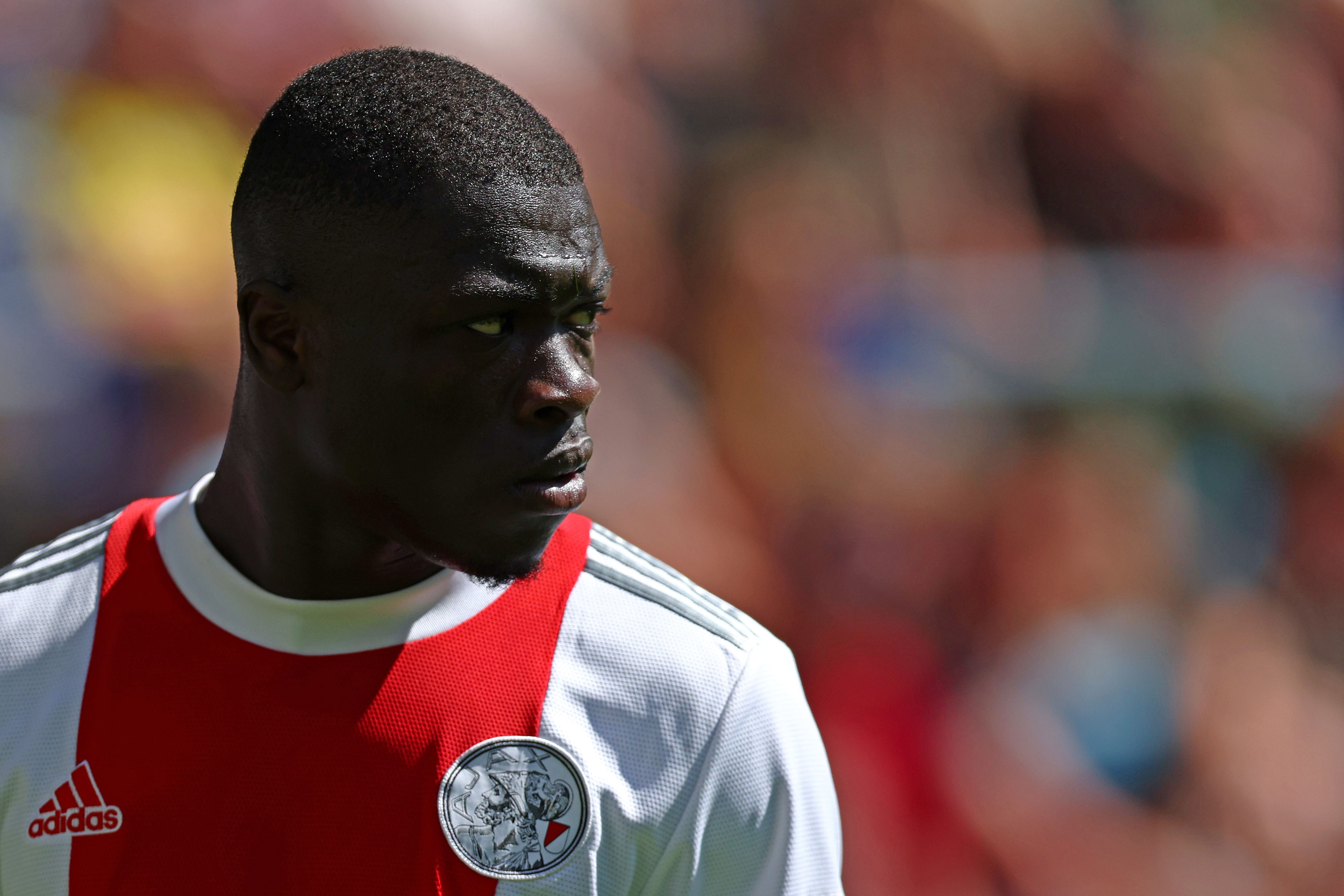 Brian Brobbey of AFC Ajax looks on during the Dutch Eredivisie match between Vitesse and Ajax Amsterdam held at Gelredome on May 15, 2022 in Arnhem, Netherlands.