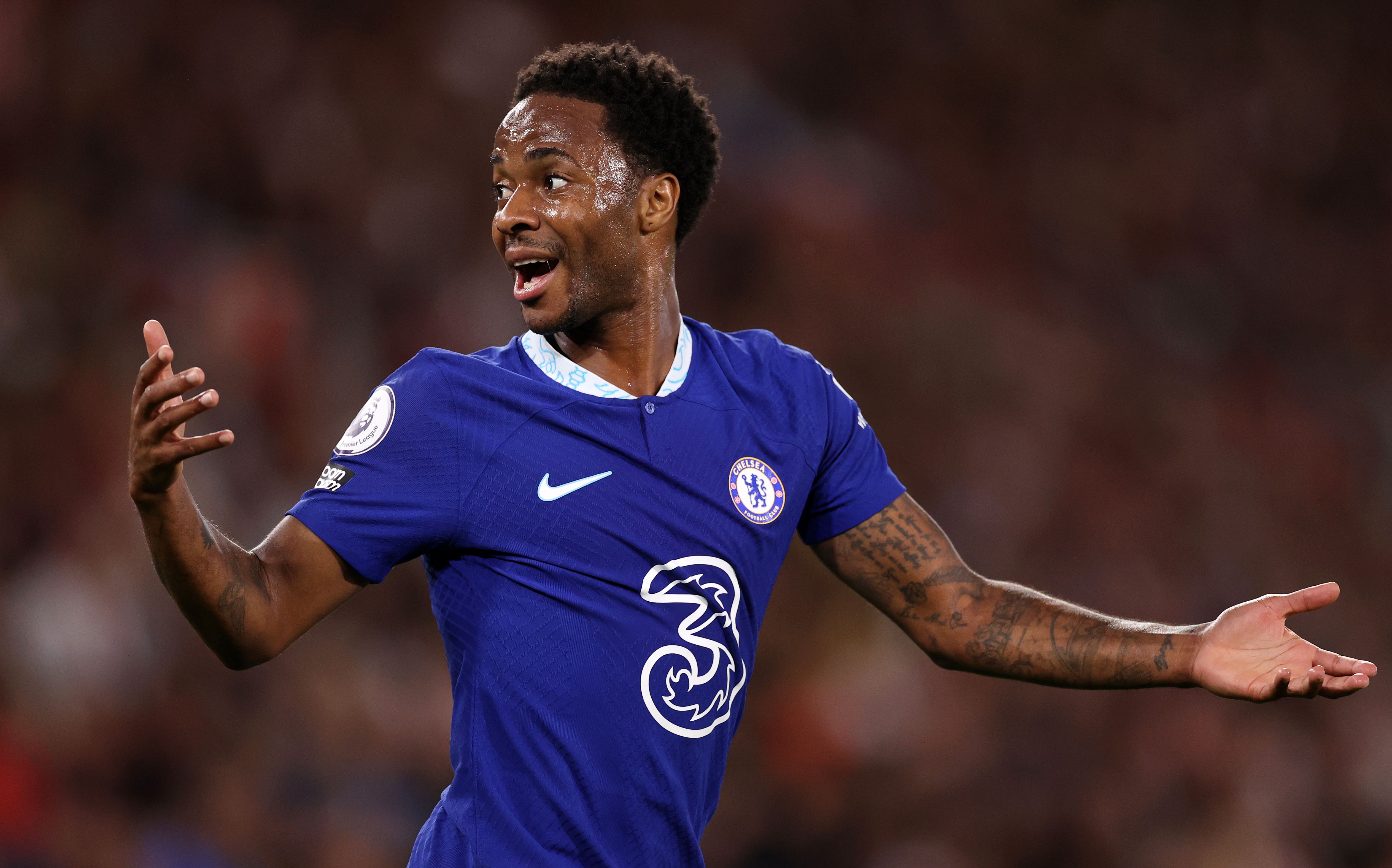 Raheem Sterling of Chelsea reacts during the Premier League match 
