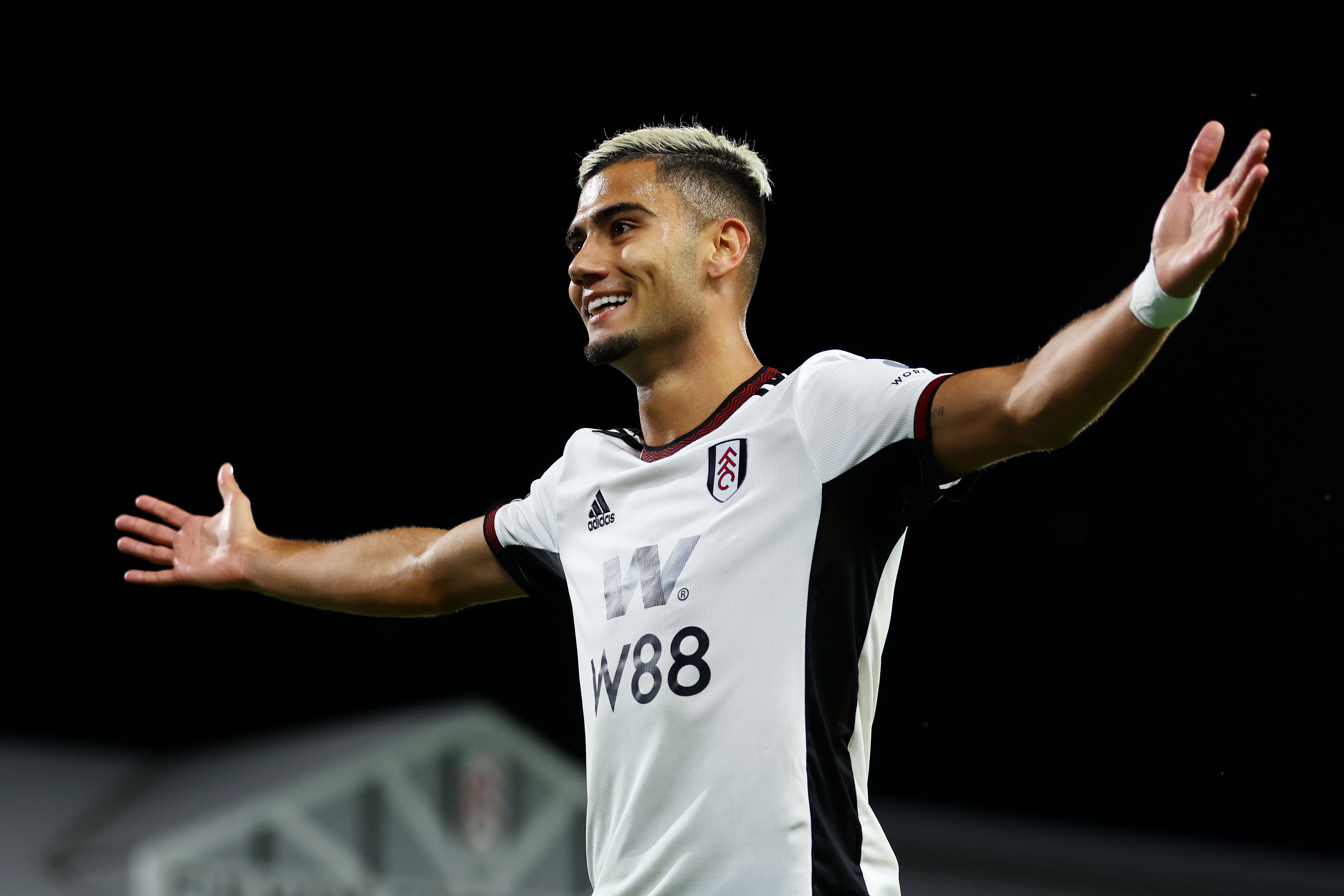 Andreas Pereira of Fulham celebrates after their team's second goal