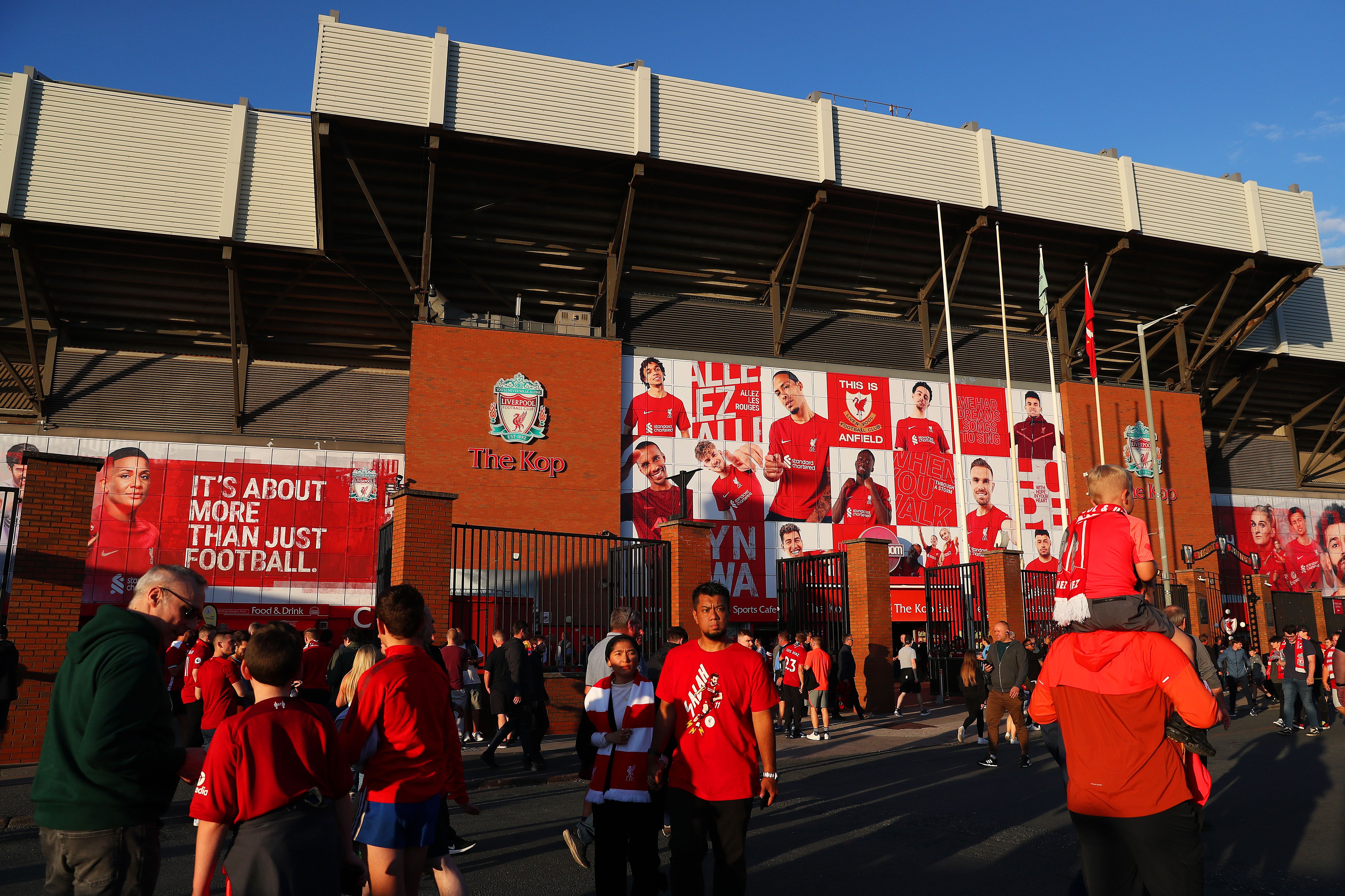 A general view of the outside of Anfield