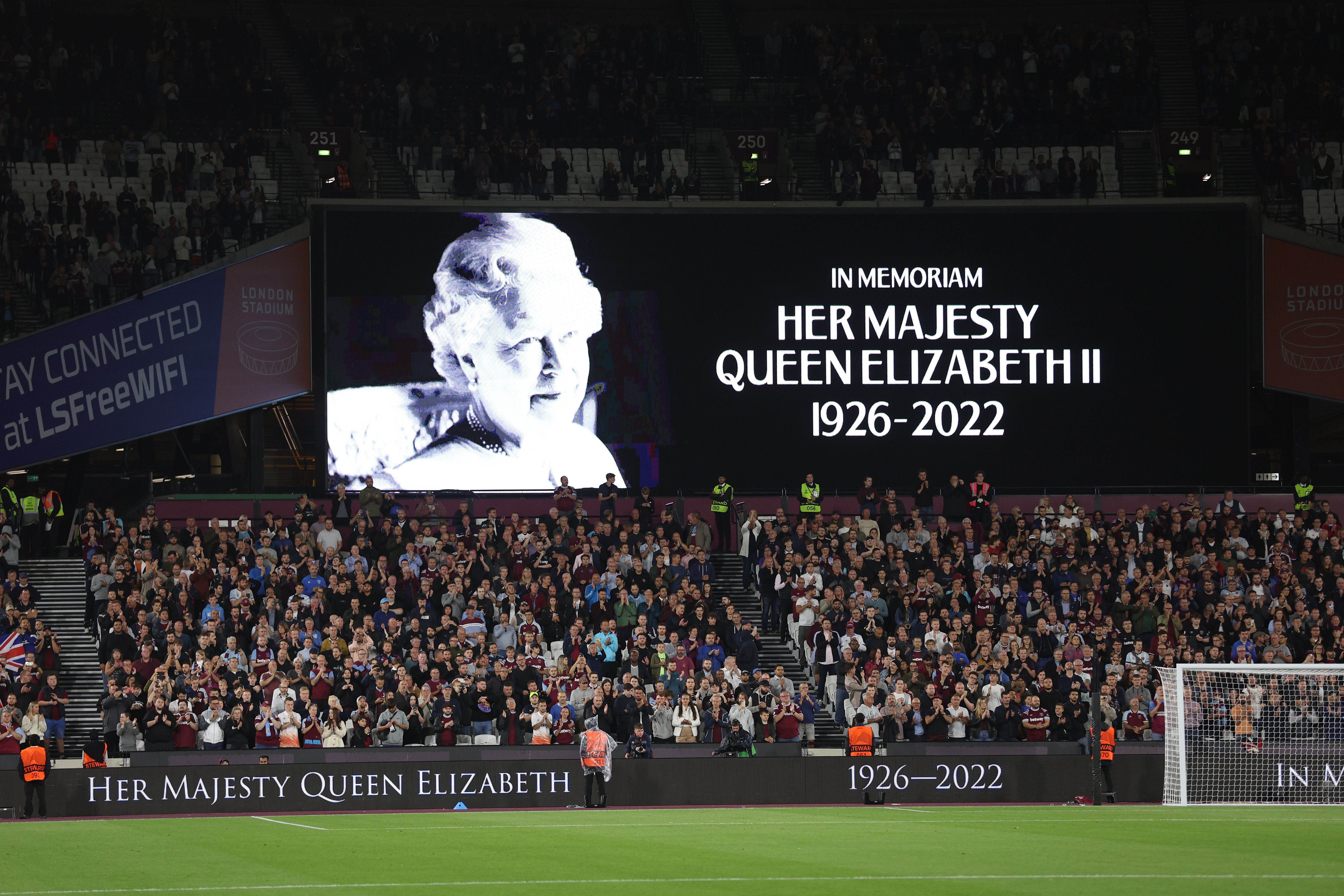 West Ham fans pay their respects to The Queen