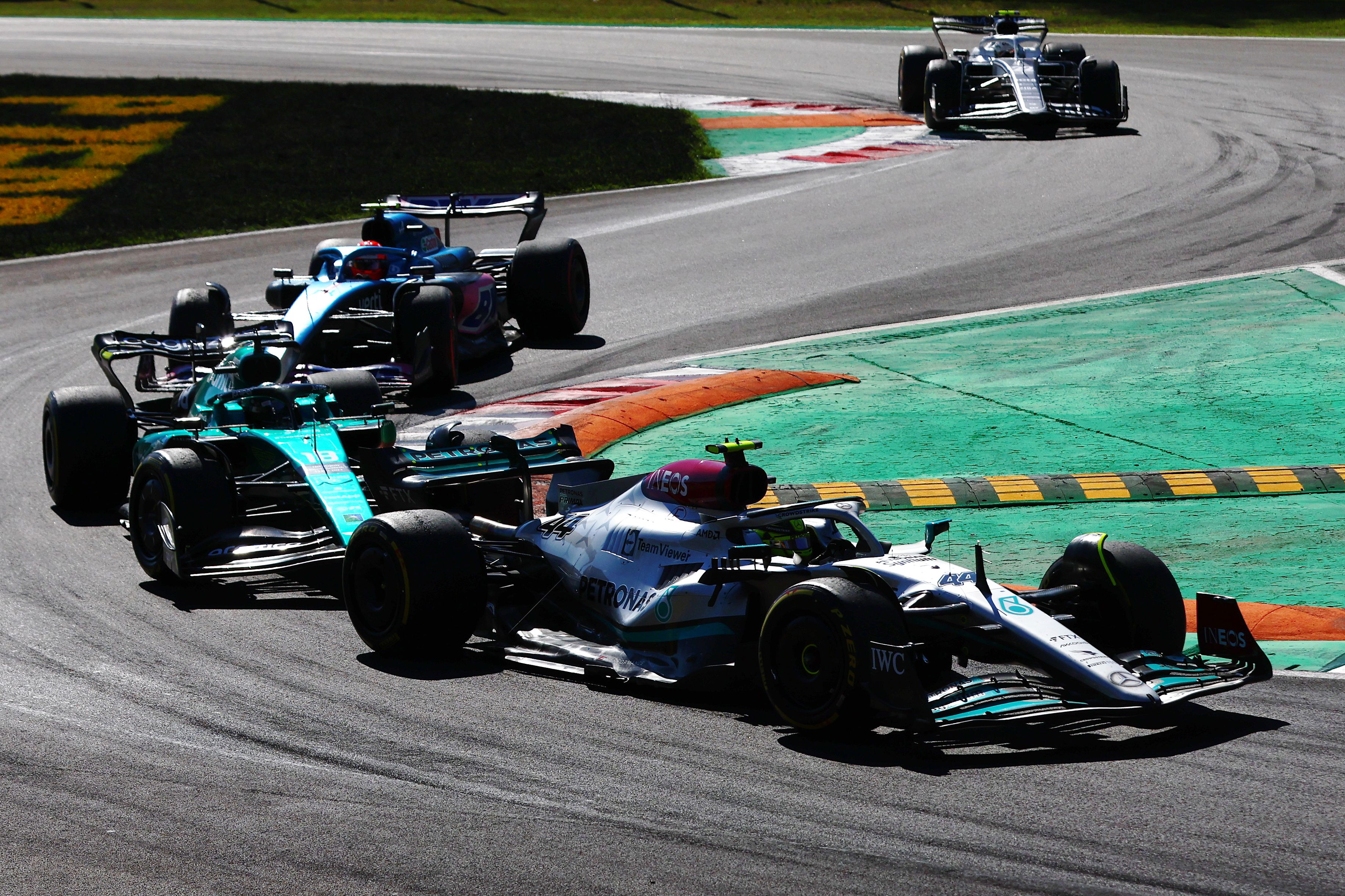Lewis Hamilton at the first chicane at Monza