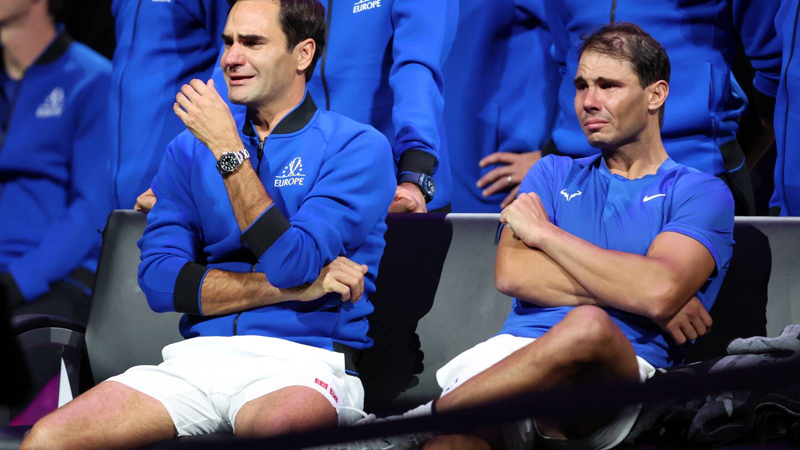 Roger Federer: Rafa Nadal cries during his emotional retirement