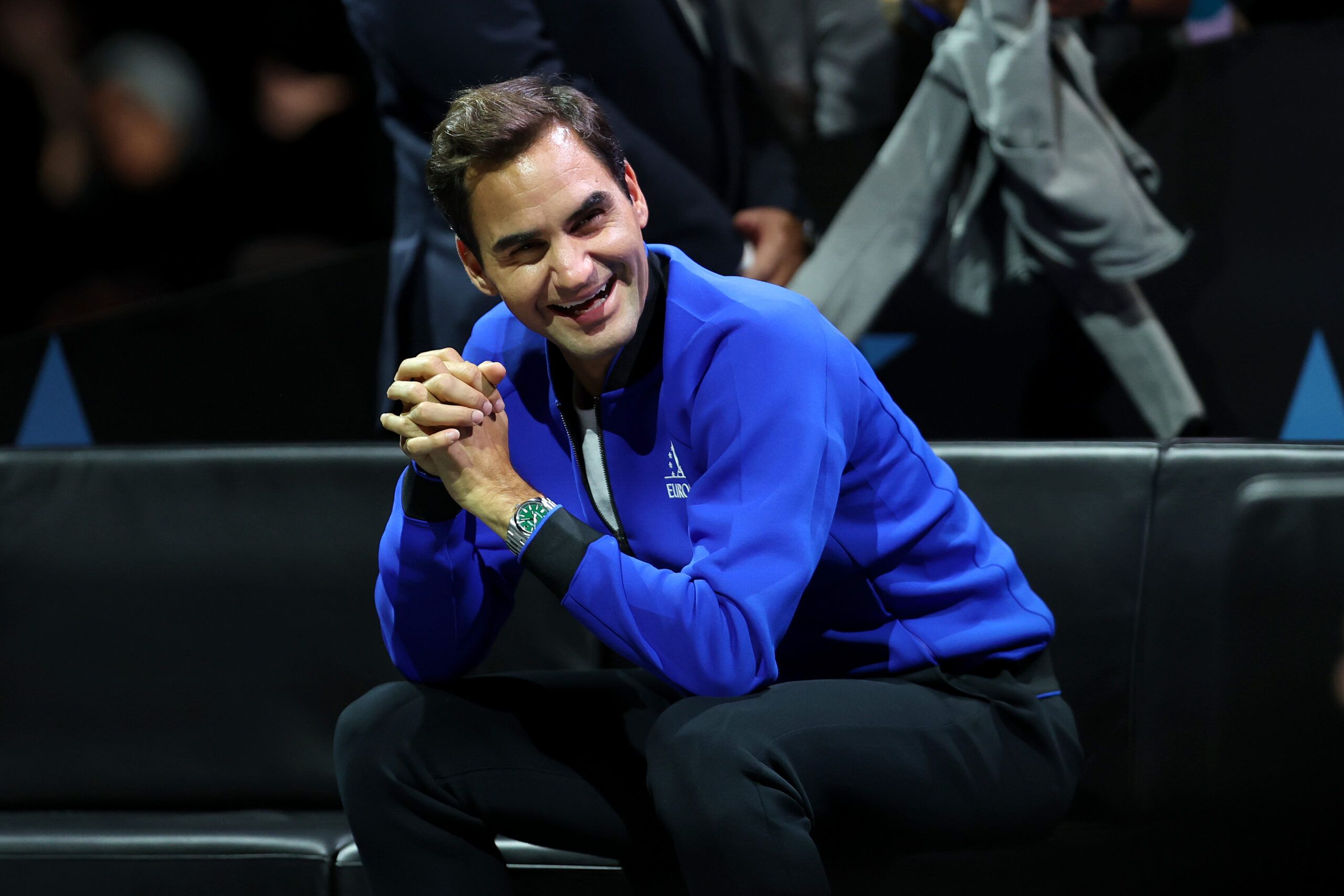 Roger Federer has a laugh at the Laver Cup