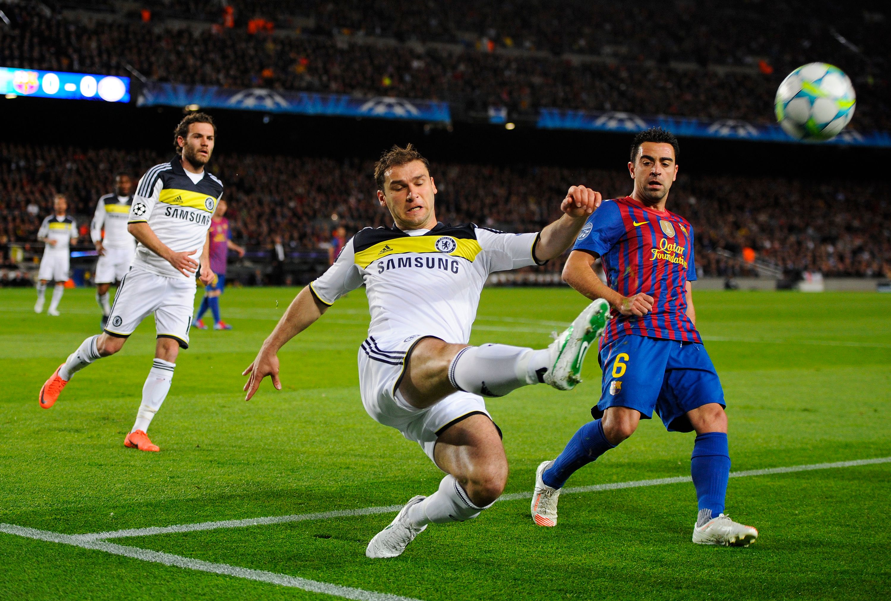Branislav Ivanovic in action with Chelsea vs Barcelona