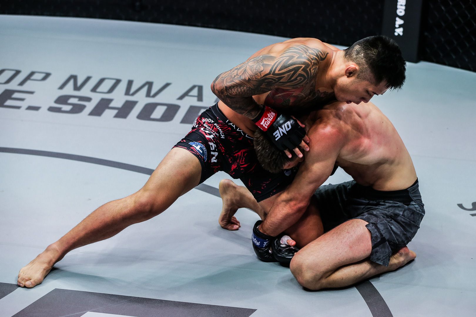 Martin Nguyen wrestling in a ONE FC contest