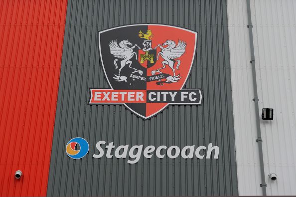 Exeter's badge at St James Park.