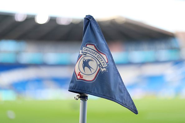 Cardiff's badge on a corner flag.