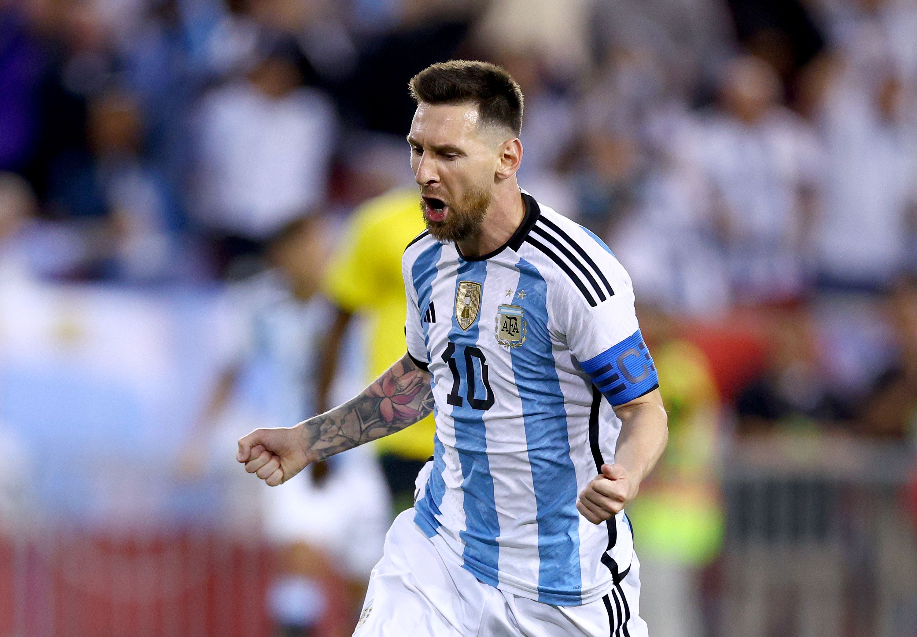 Messi celebrates goal v Jamaica