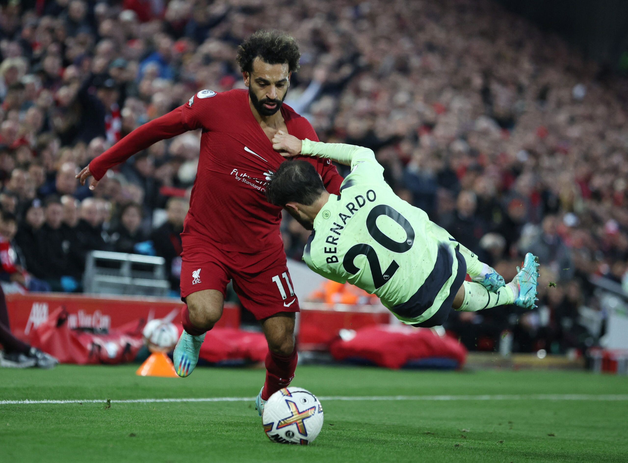 Salah Vs Bernardo: Man City Man Appeared To Kick Out At Liverpool Star