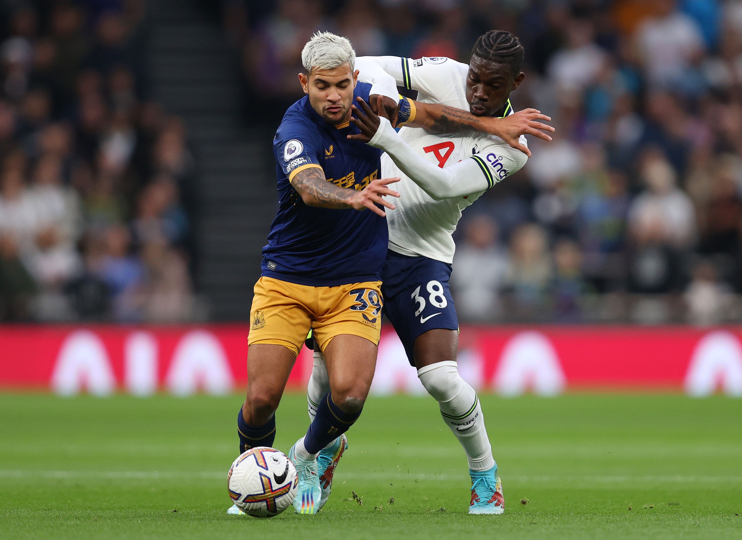 Bruno Guimaraes in action for Newcastle vs Tottenham