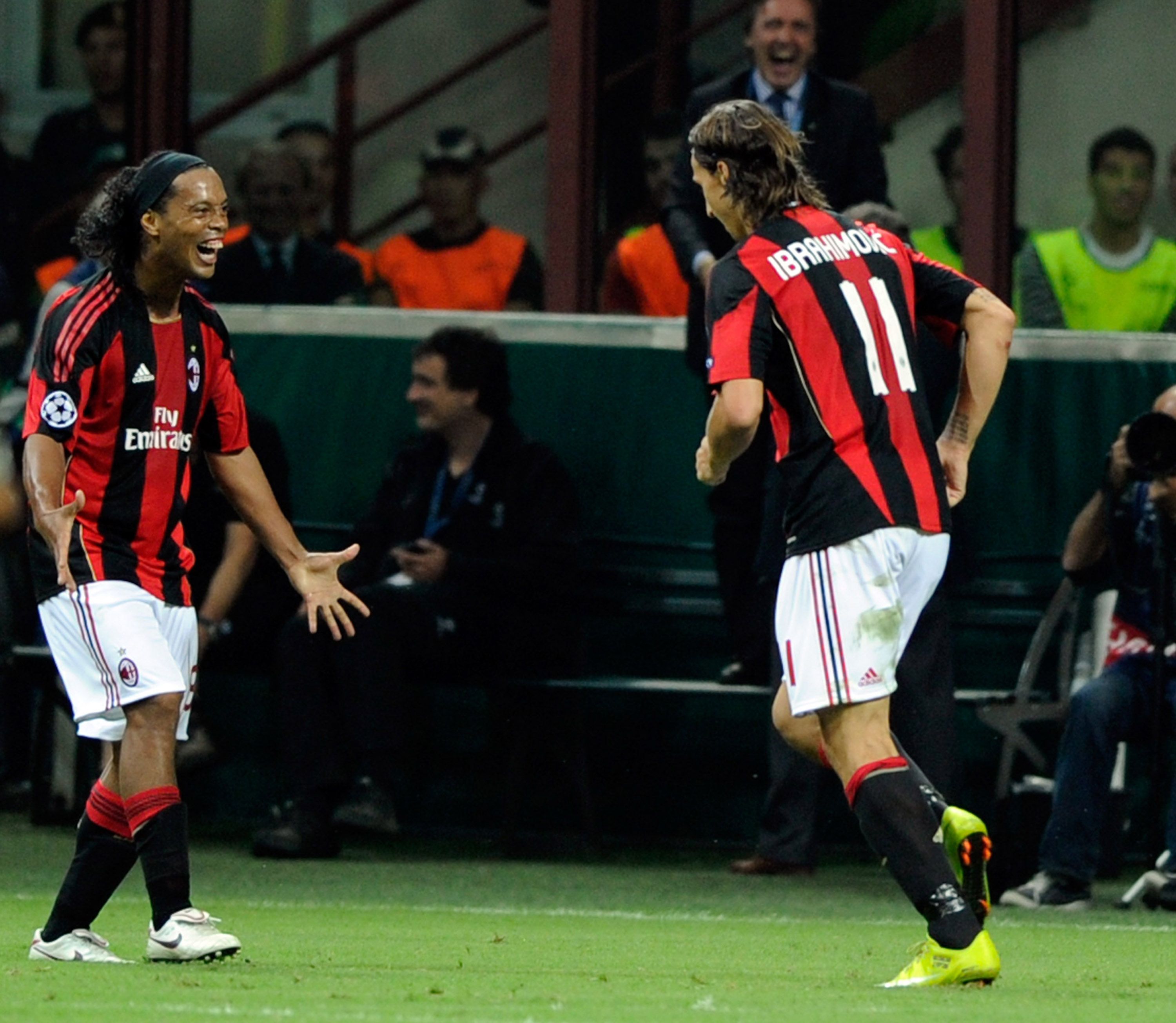 Ronaldinho with Zlatan Ibrahimovic at AC Milan