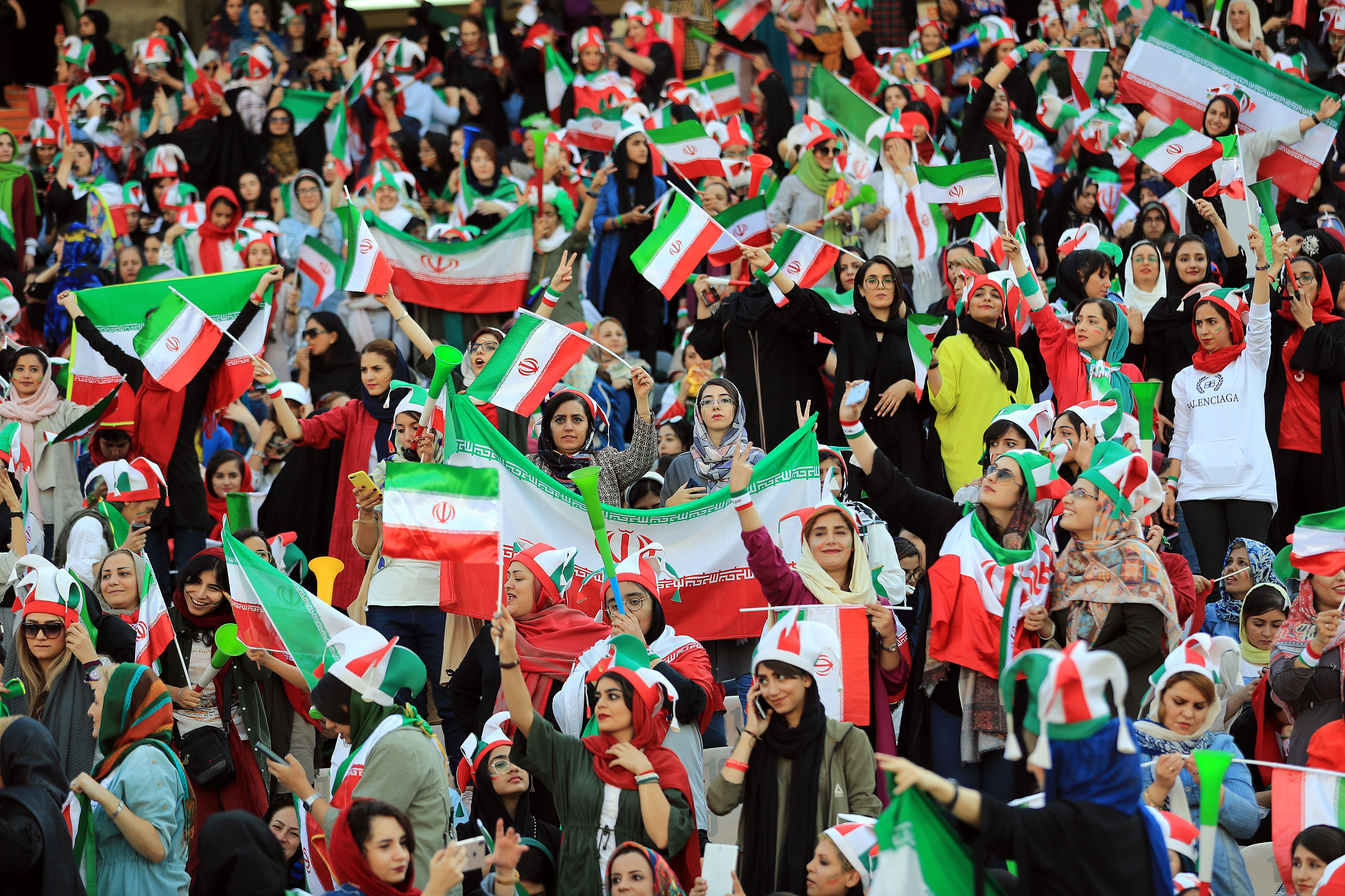 Iranian women at football match