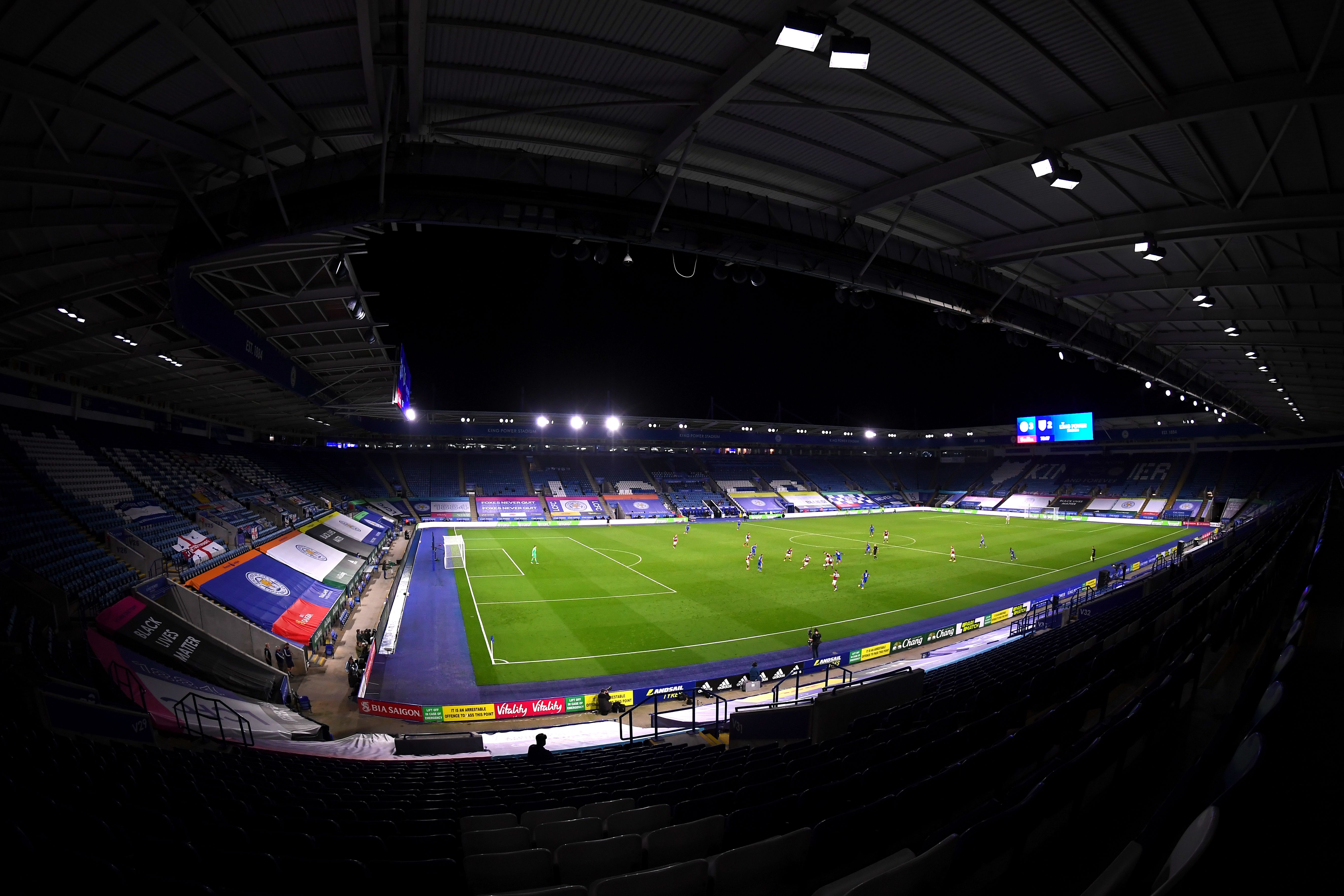 General view of play inside the King Power stadium