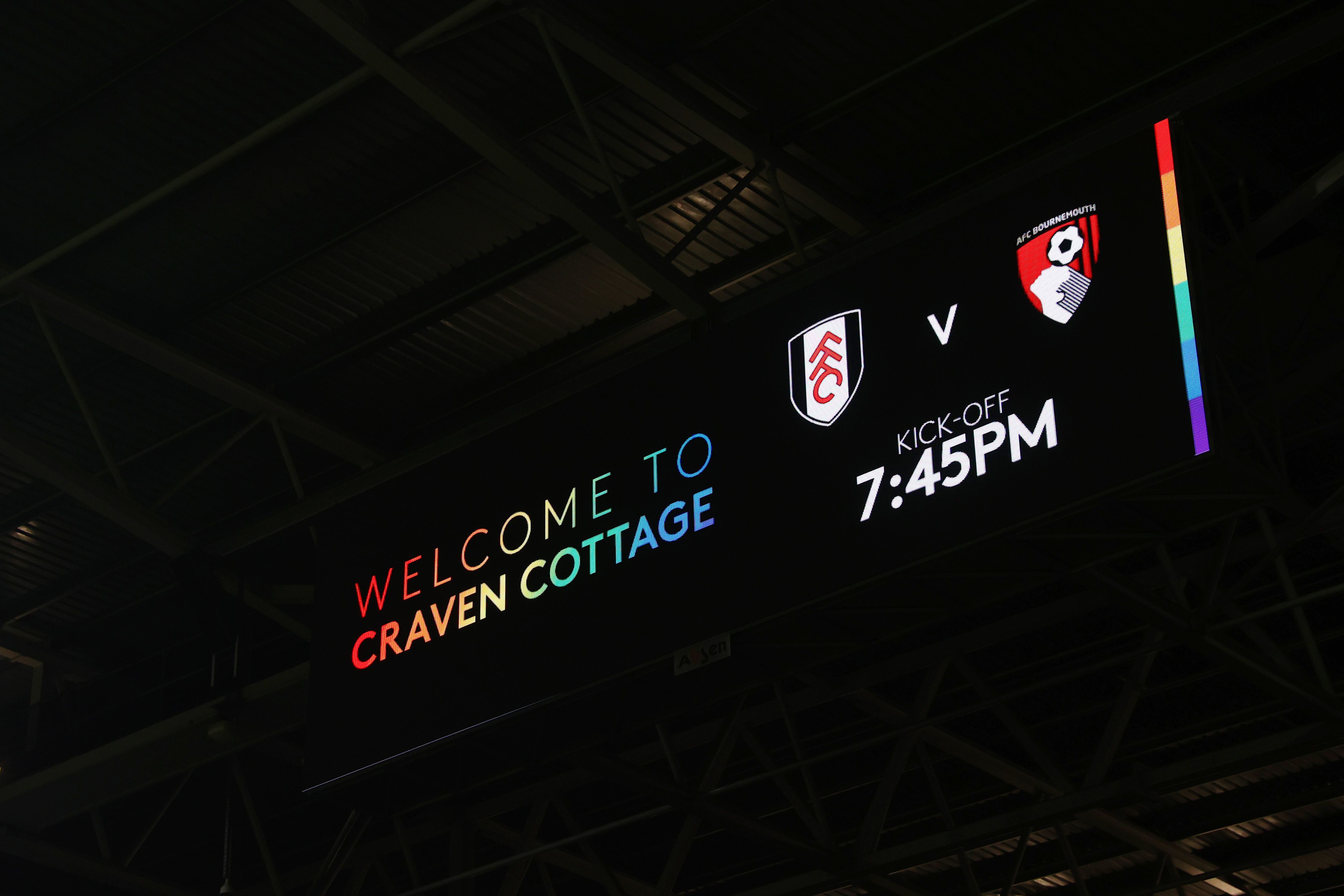 General view of the LED board inside Craven Cottage
