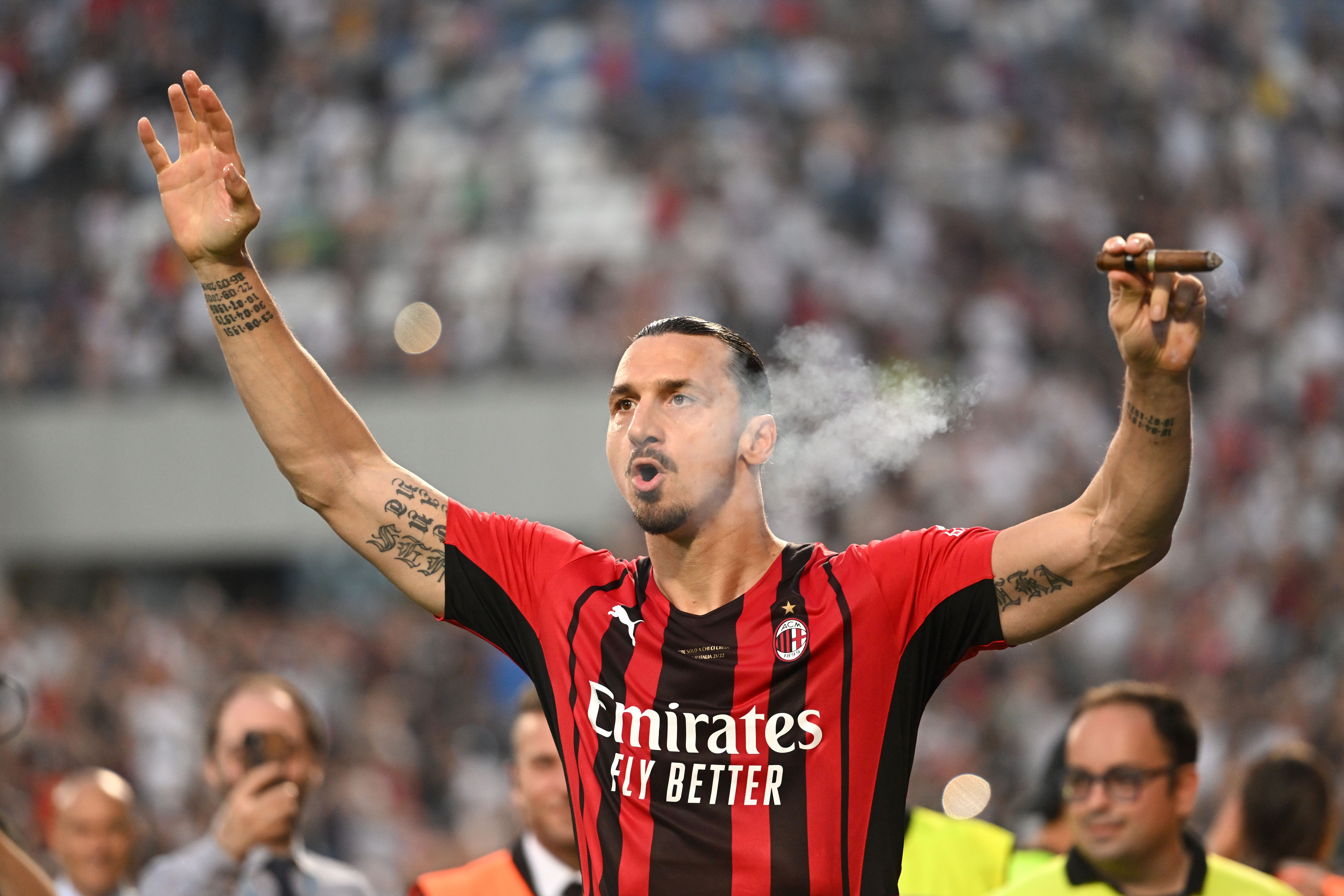 Zlatan after winning the Serie A title with AC Milan