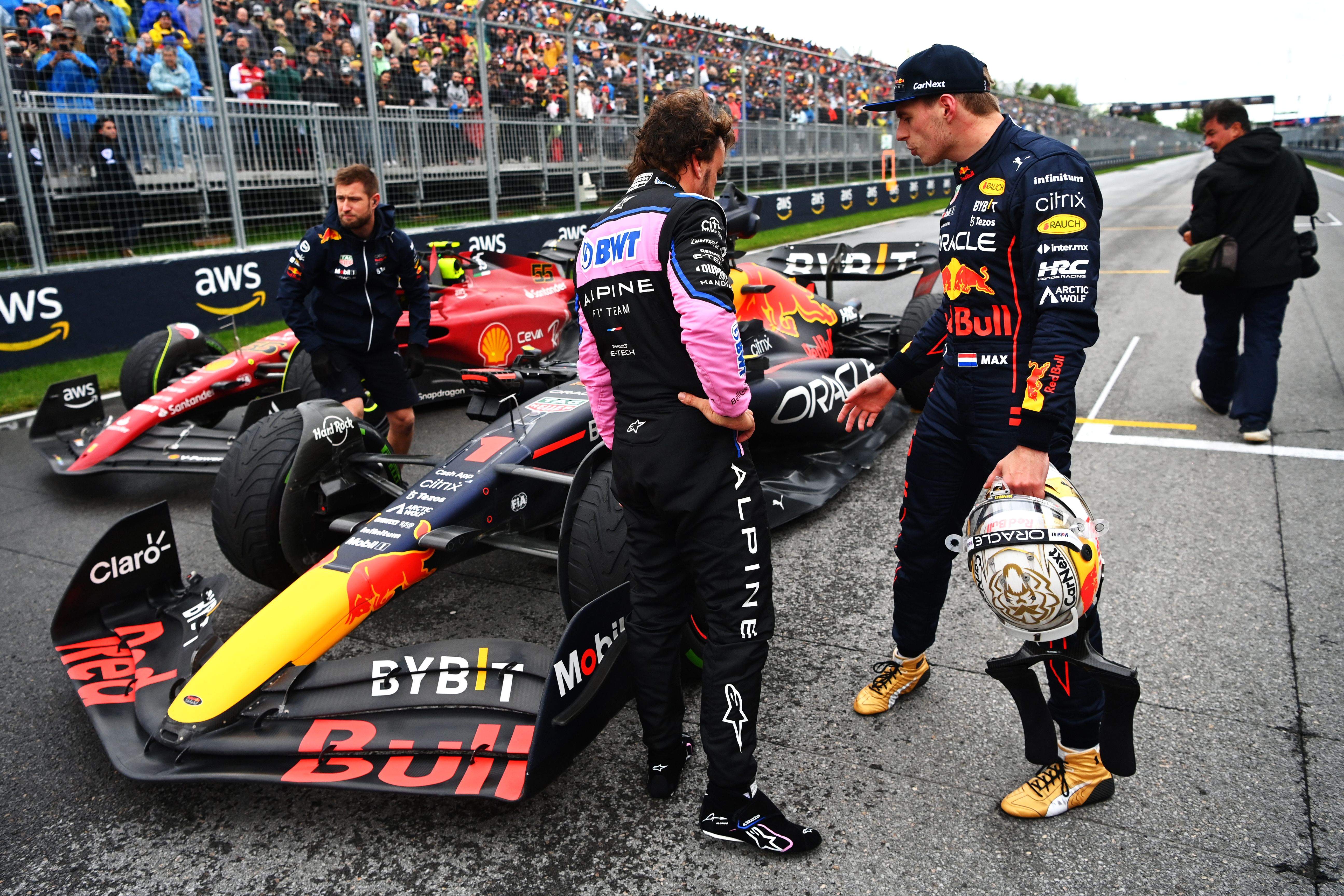 Max Verstappen &amp; Fernando Alonso after Canadian GP qualifying
