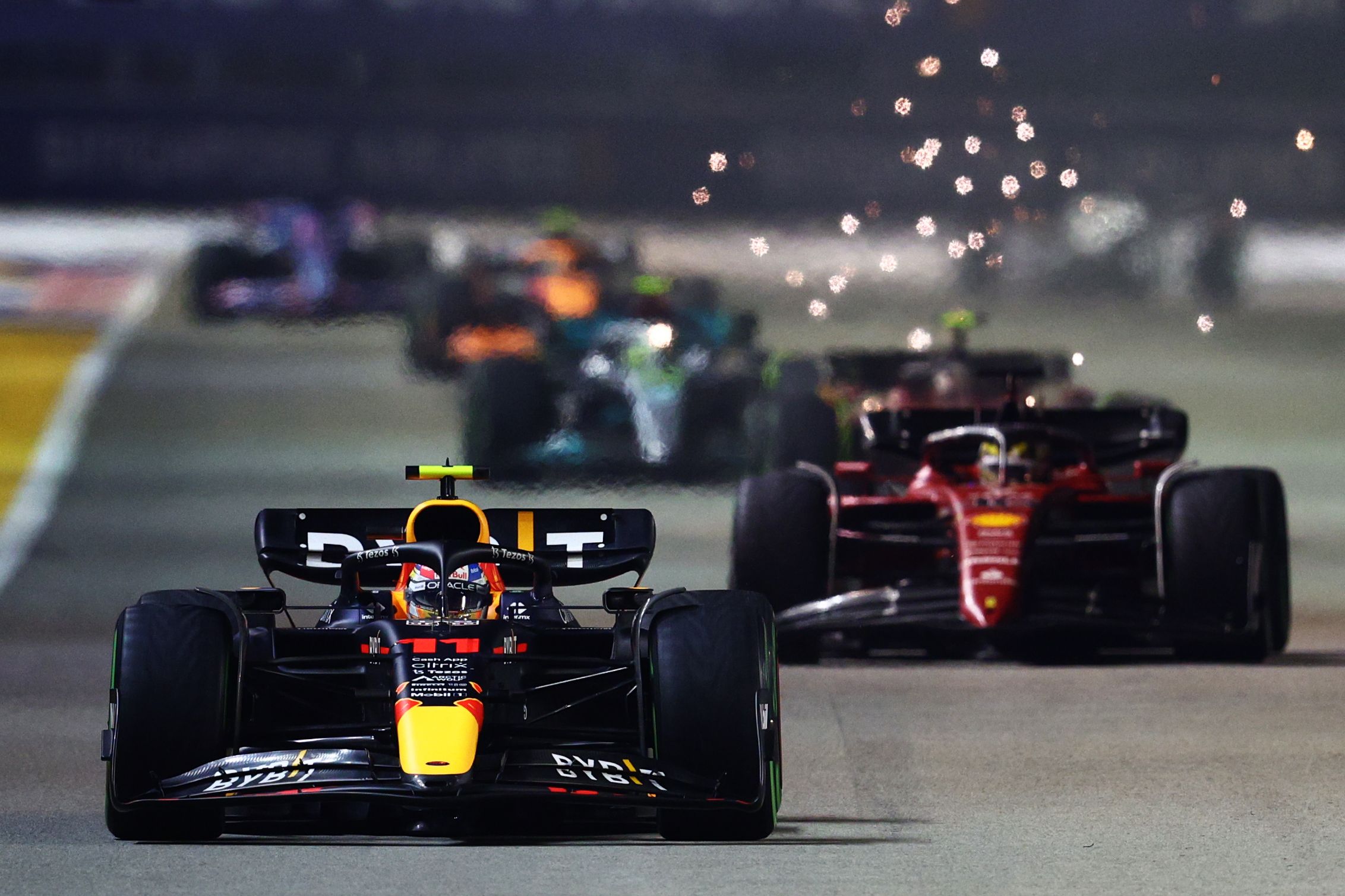 Sergio Perez leads the Singapore Grand Prix