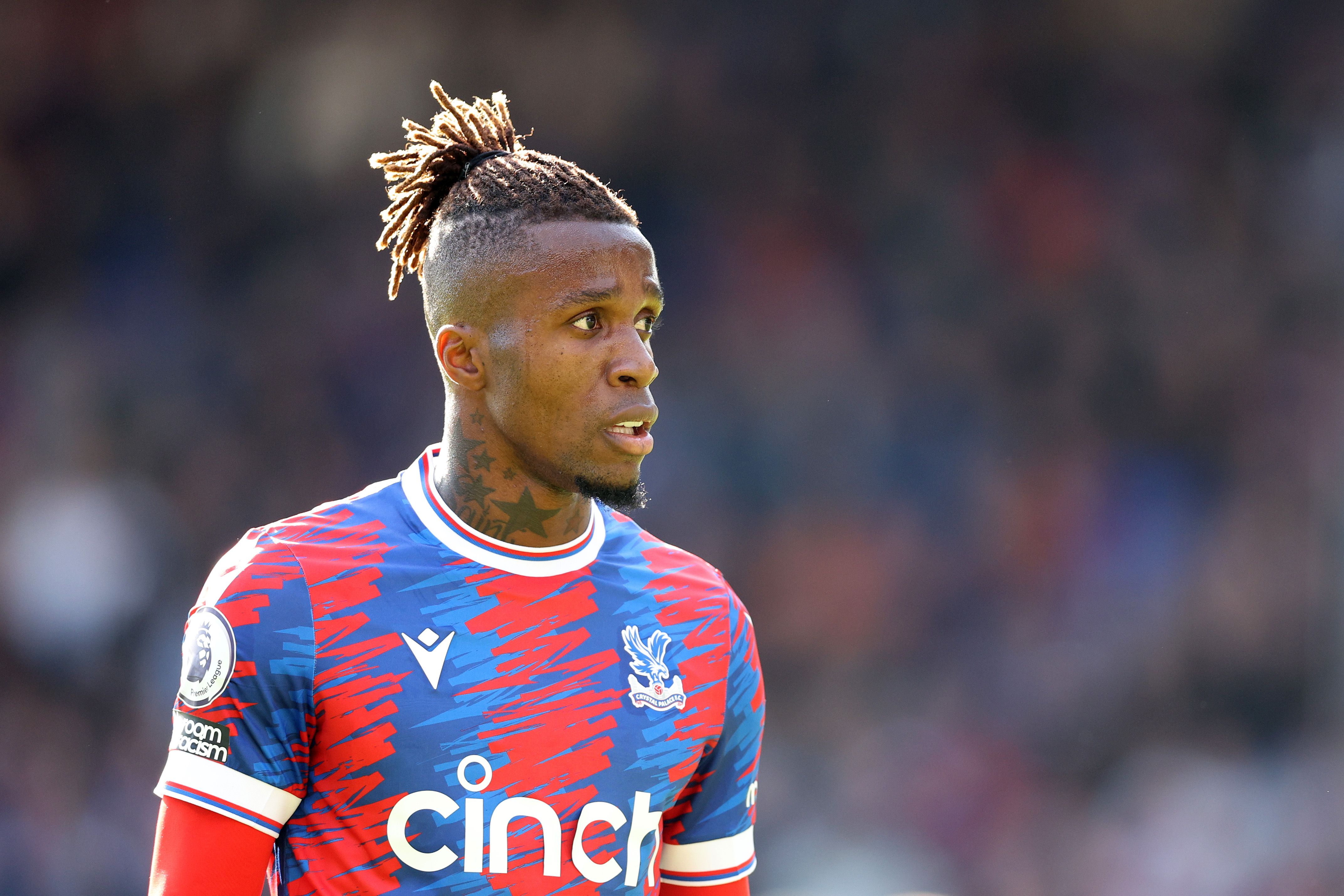  Wilfried Zaha of Crystal Palace in action during the Premier League match between Crystal Palace and Leeds