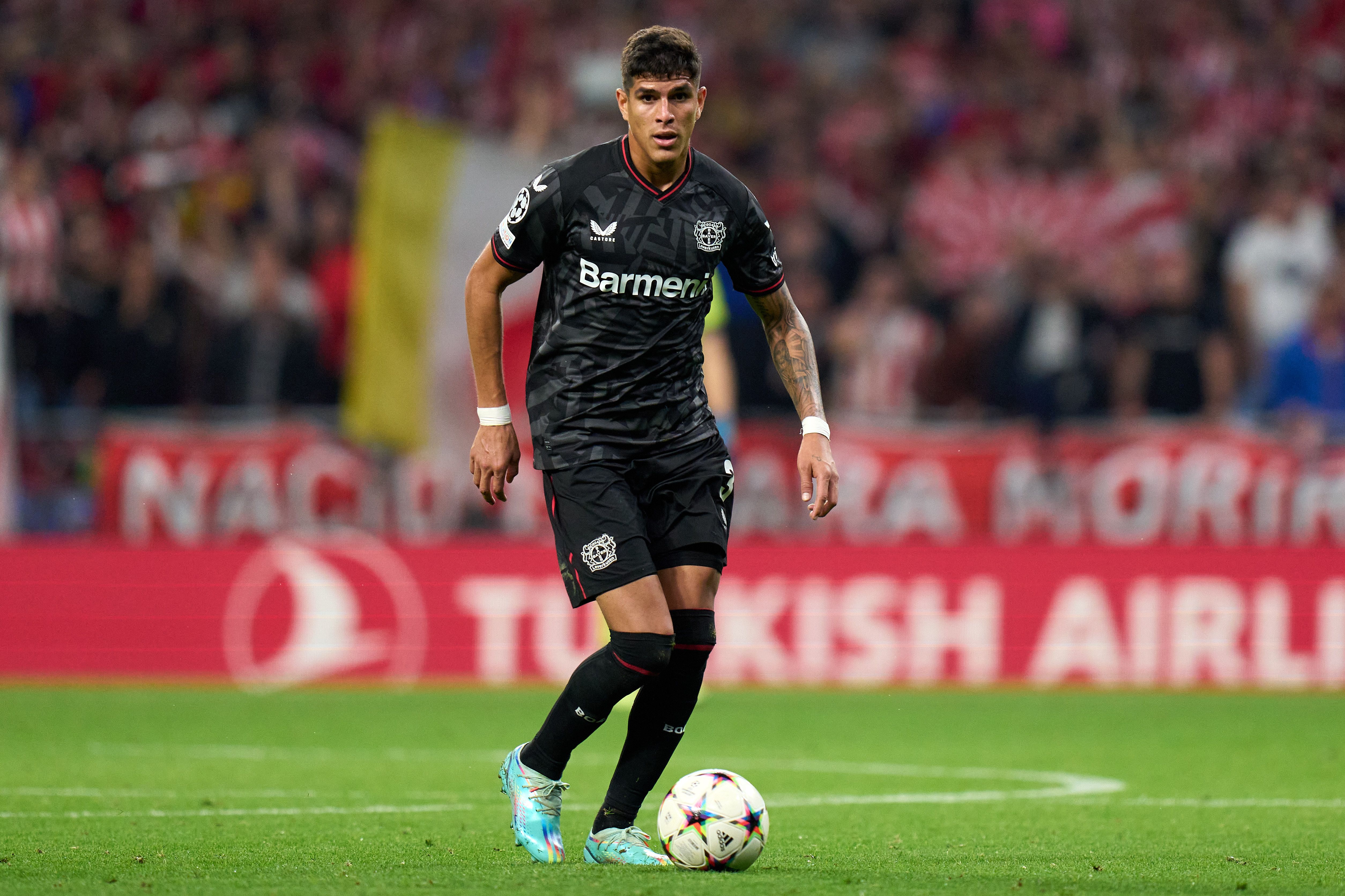 Piero Hincapie of Bayer 04 Leverkusen in action during the UEFA Champions League group B match