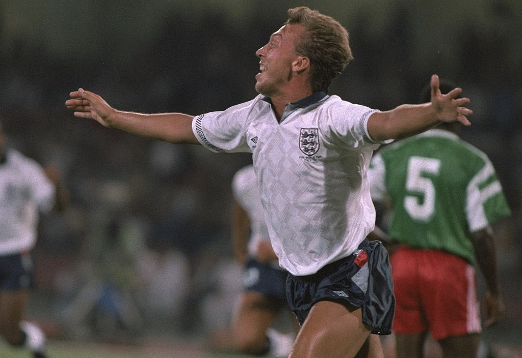 David Platt in action for England in 1990