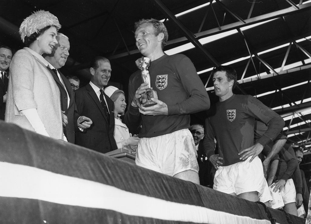 Bobby Moore with the World Cup trophy in 1966