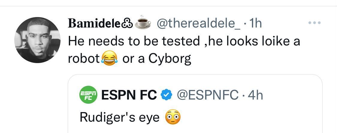 Rudiger injury tweet reaction