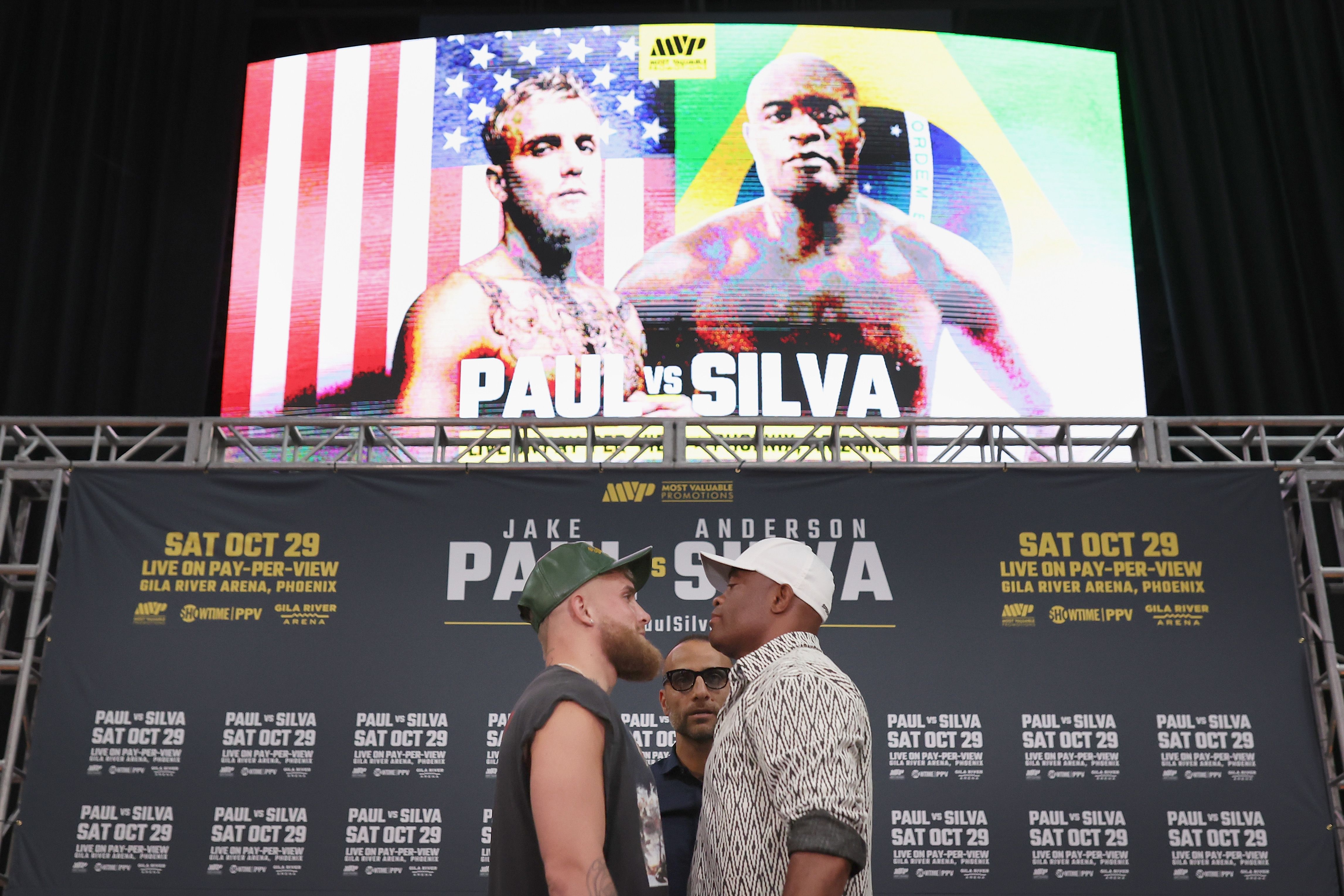 Jake Paul and Anderson Silva ahead of their boxing bout
