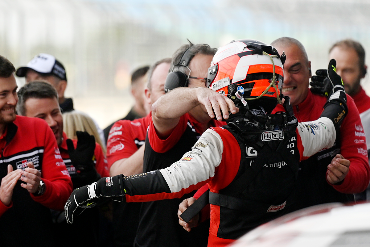 Rory Butcher celebrates with his team at Silverstone