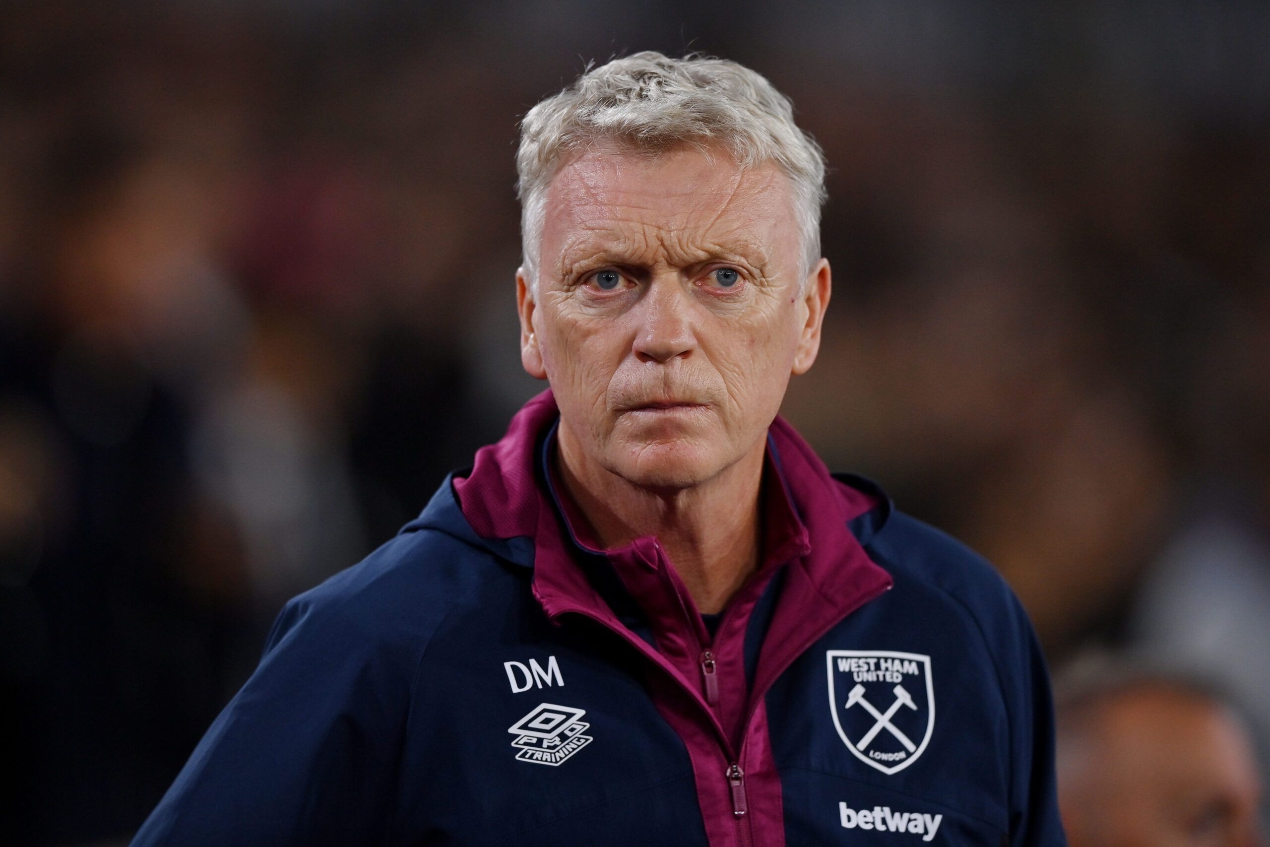 David Moyes looking stone-faced at West Ham