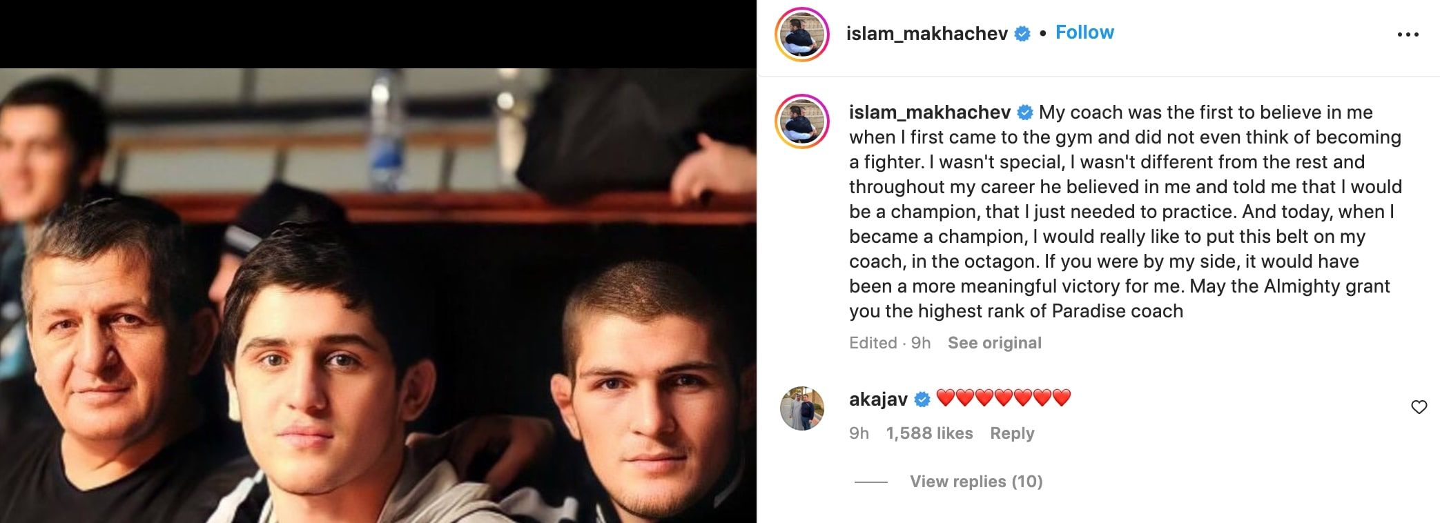 UFC: Islam Makhachev posts tribute to Khabib Nurmagomedov’s late father