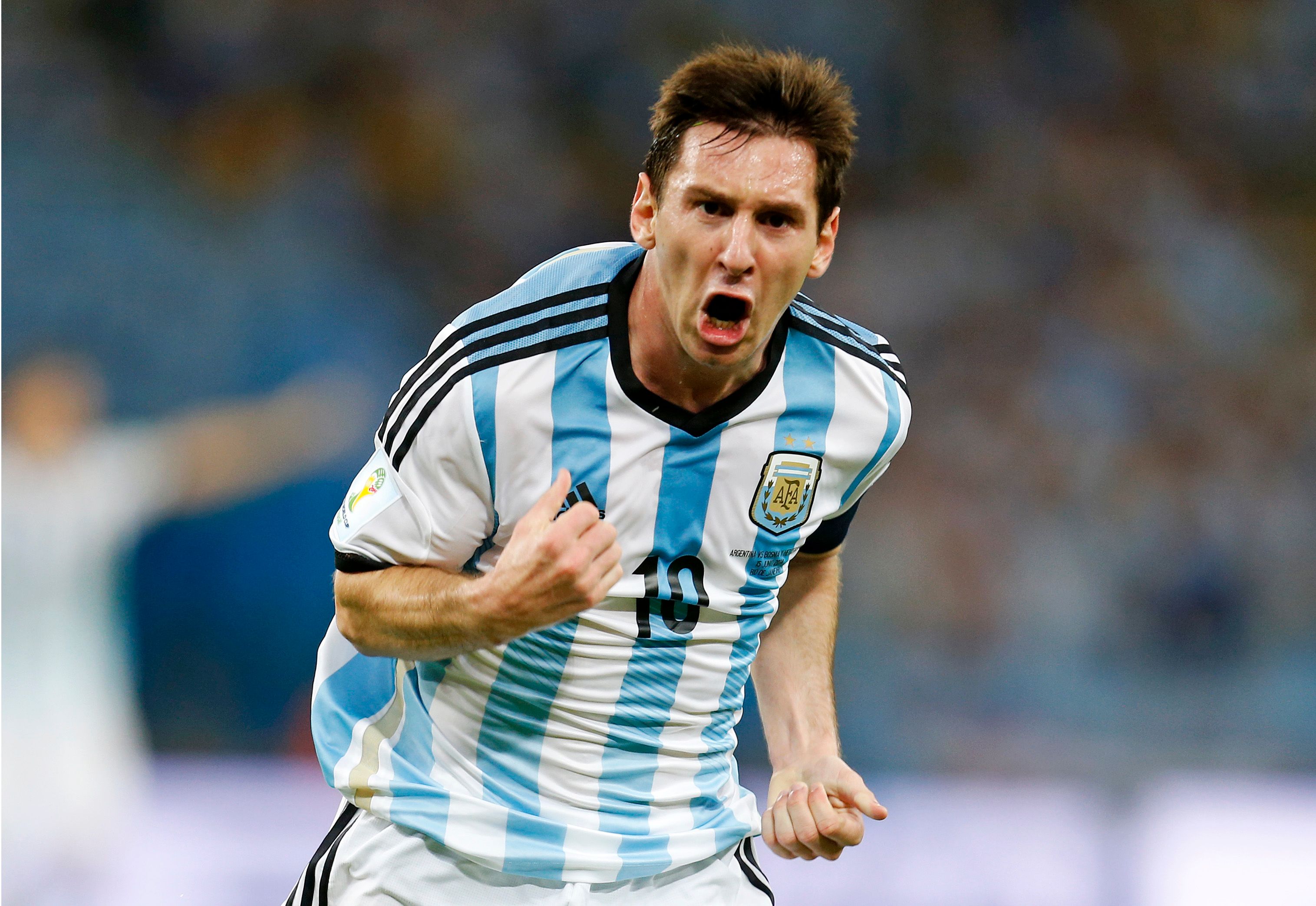 Messi scores at the 2014 World Cup.