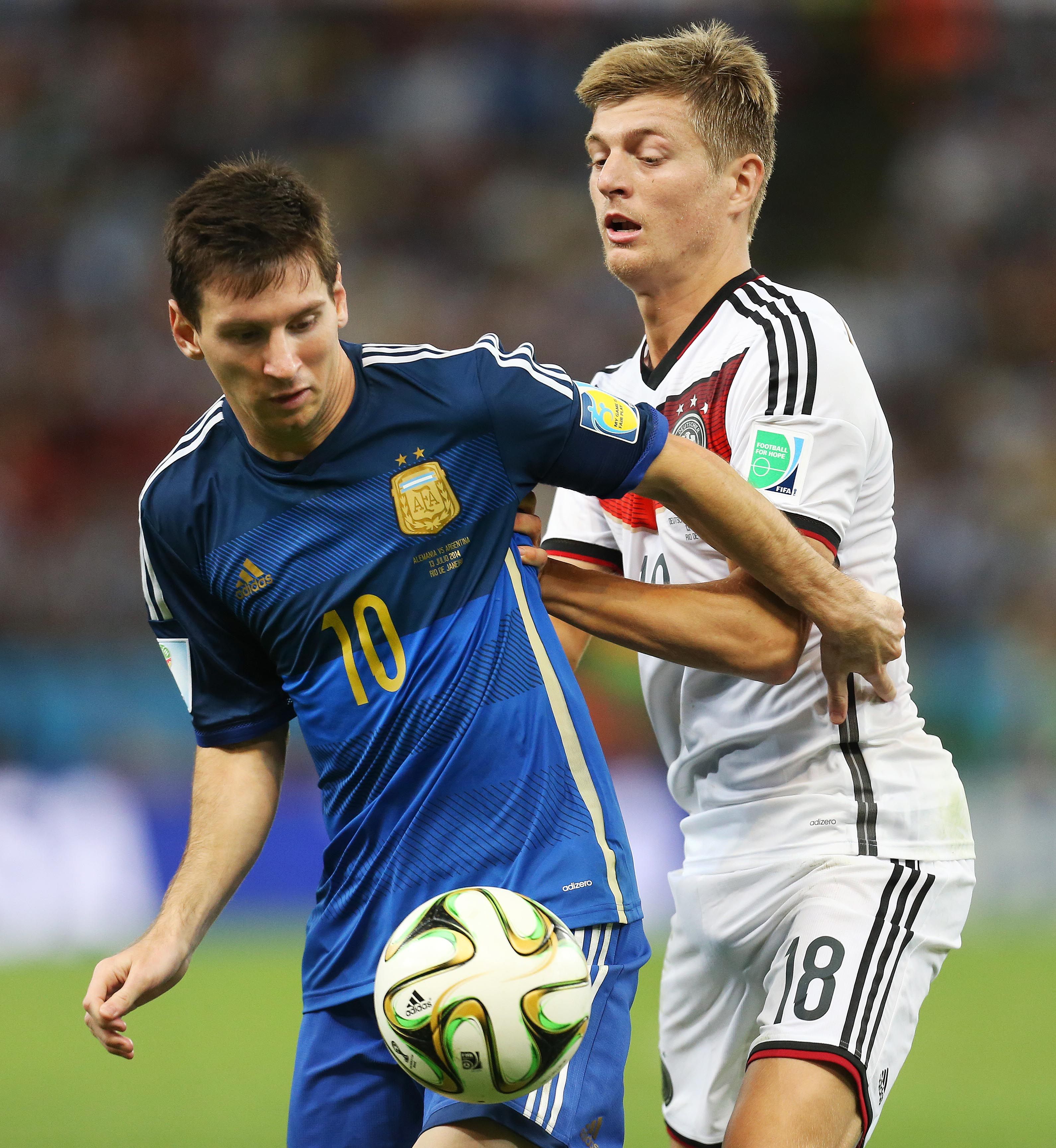 Messi playing in the 2014 World Cup final.