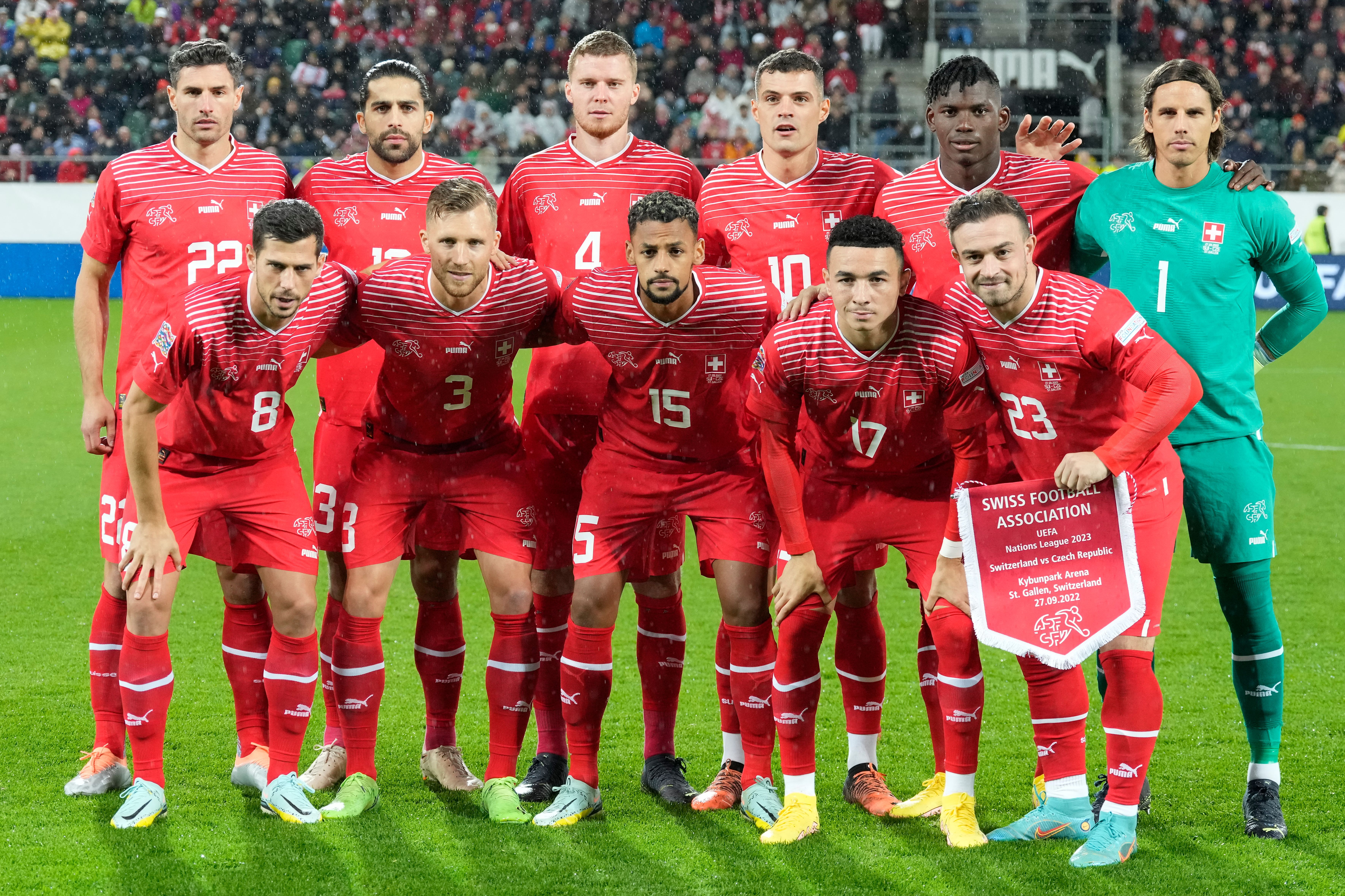 Switzerland line up for a Nations League clash.