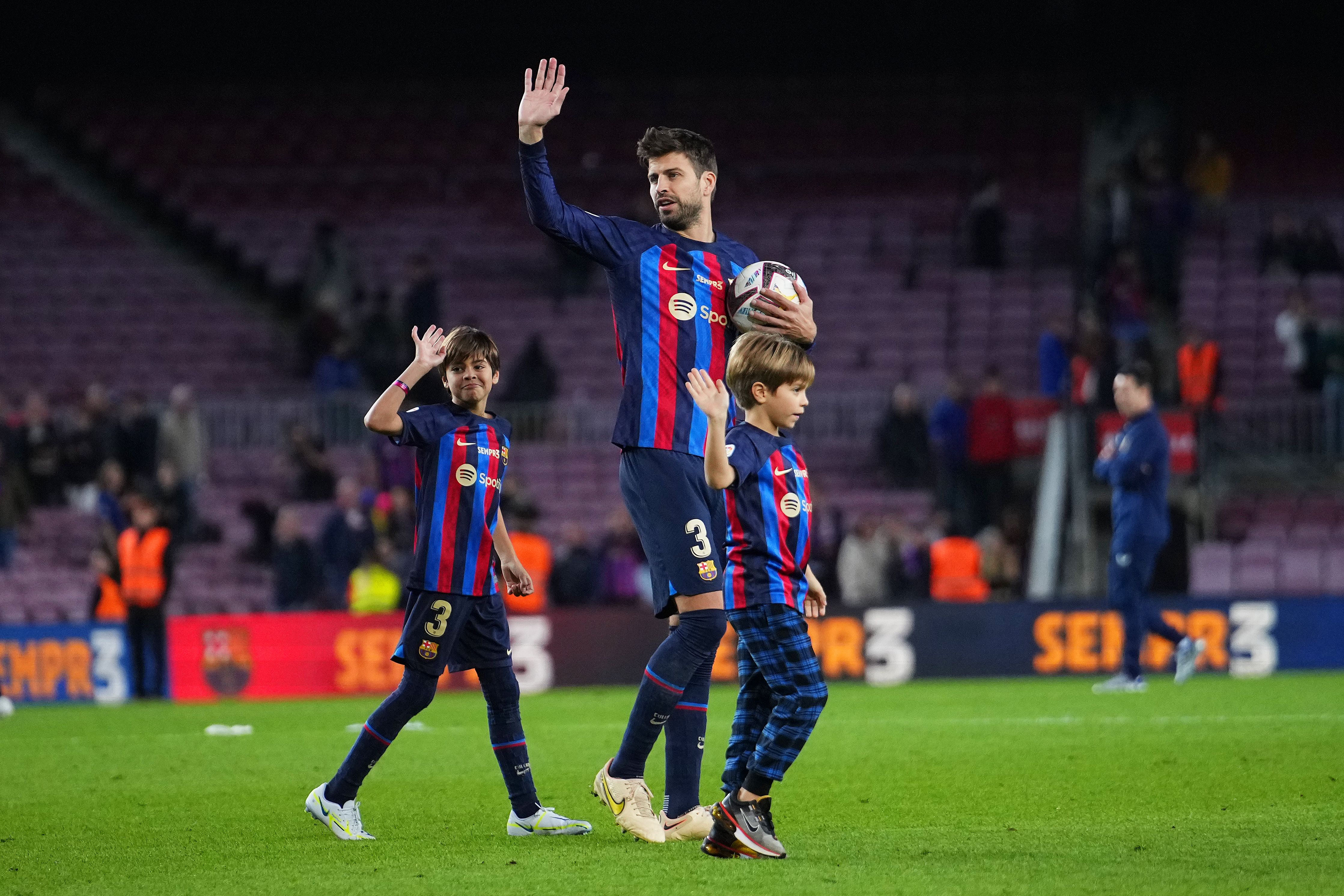 Gerard Pique with his two children