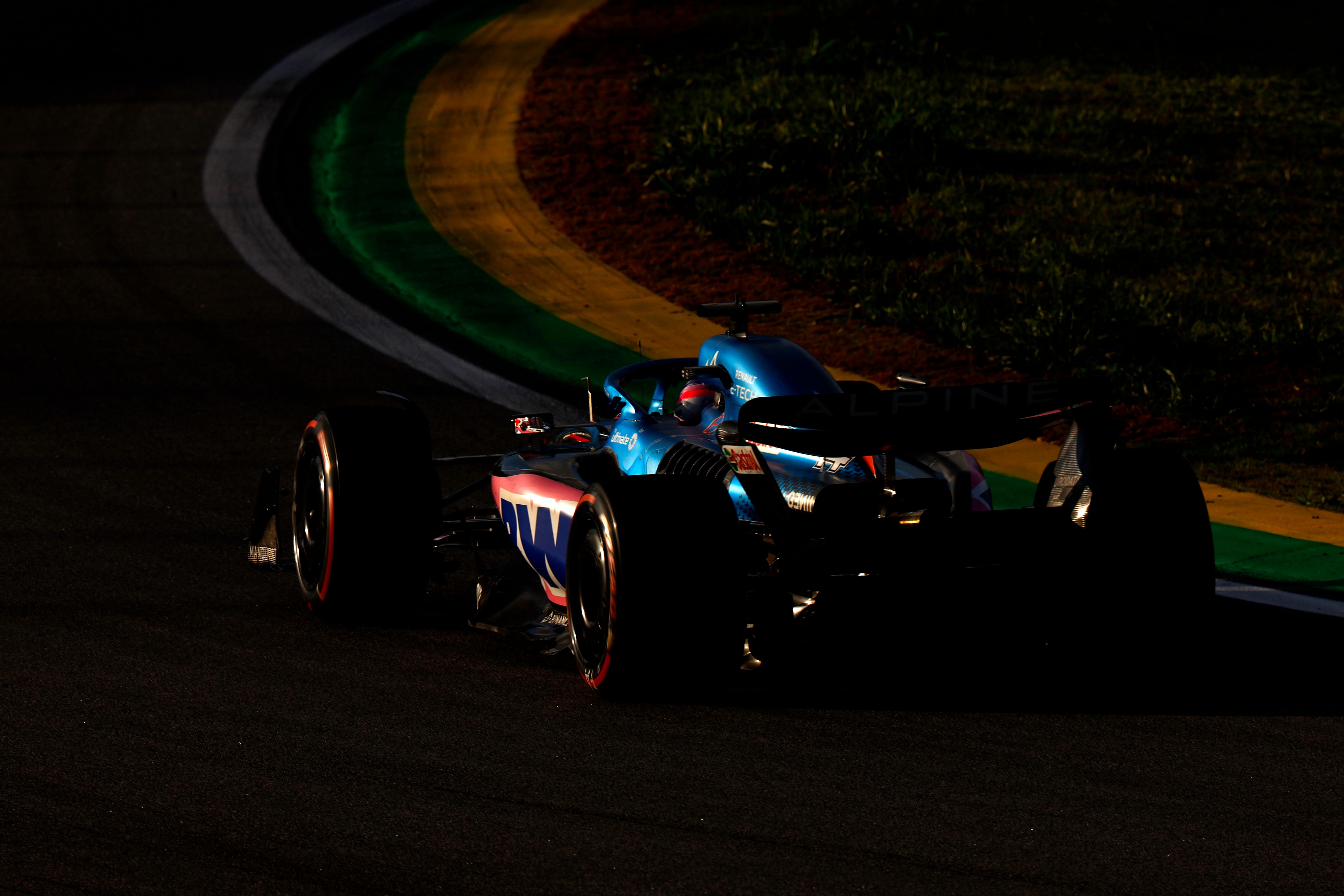 Fernando Alonso drives in Brazil