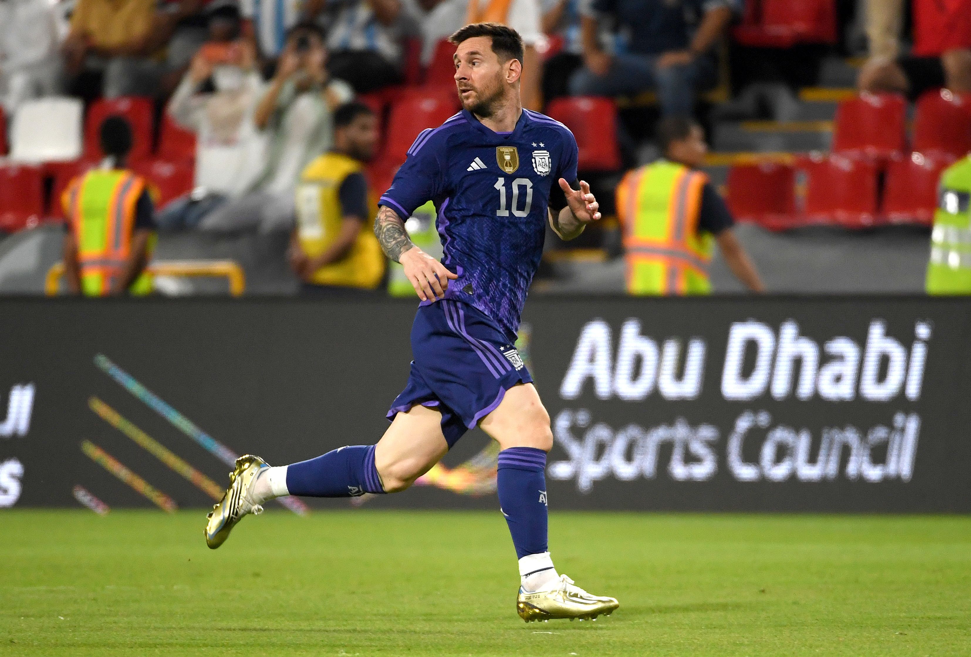 Leo Messi of Argentina in action during the international friendly