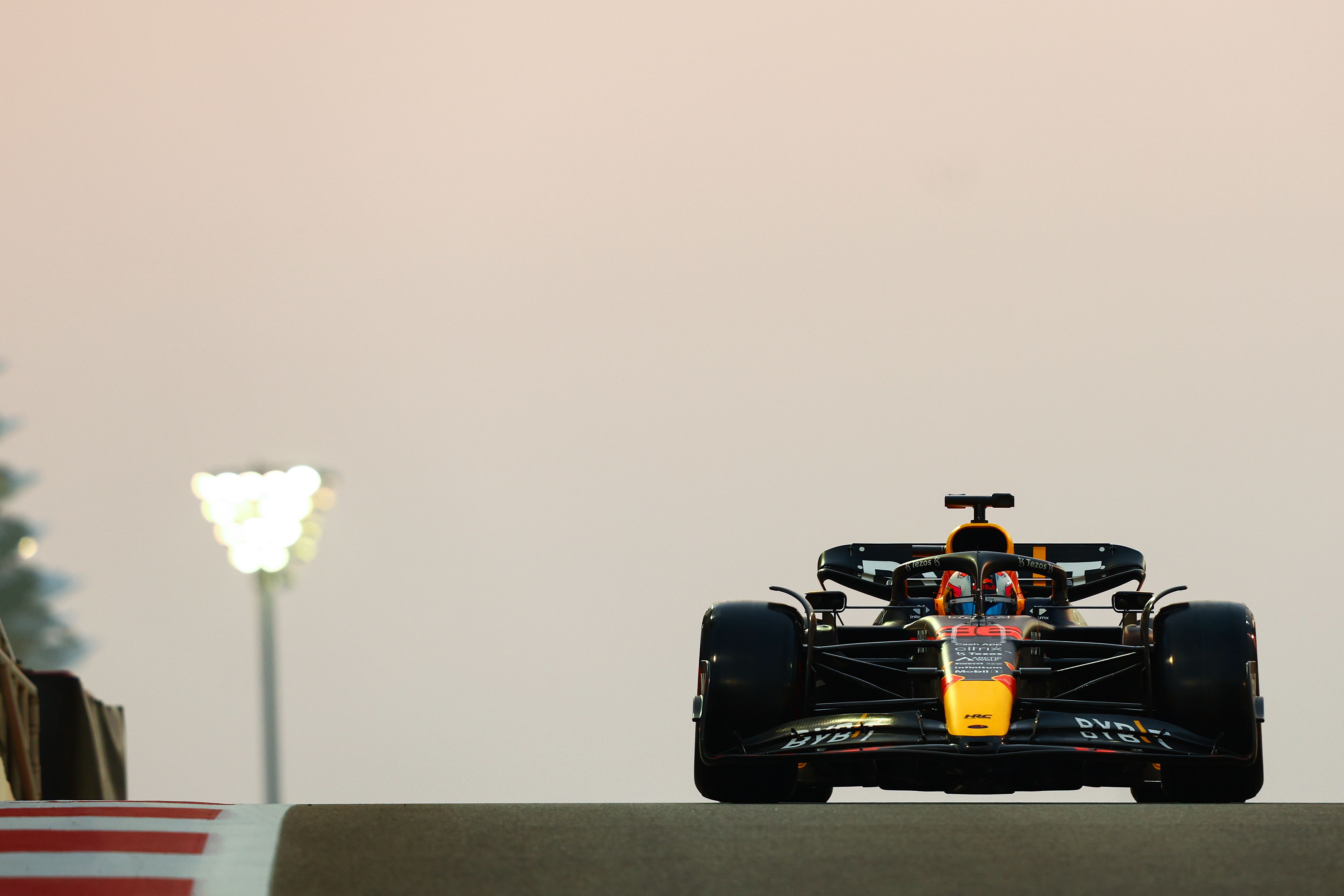 Liam Lawson drives the Red Bull in Abu Dhabi testing