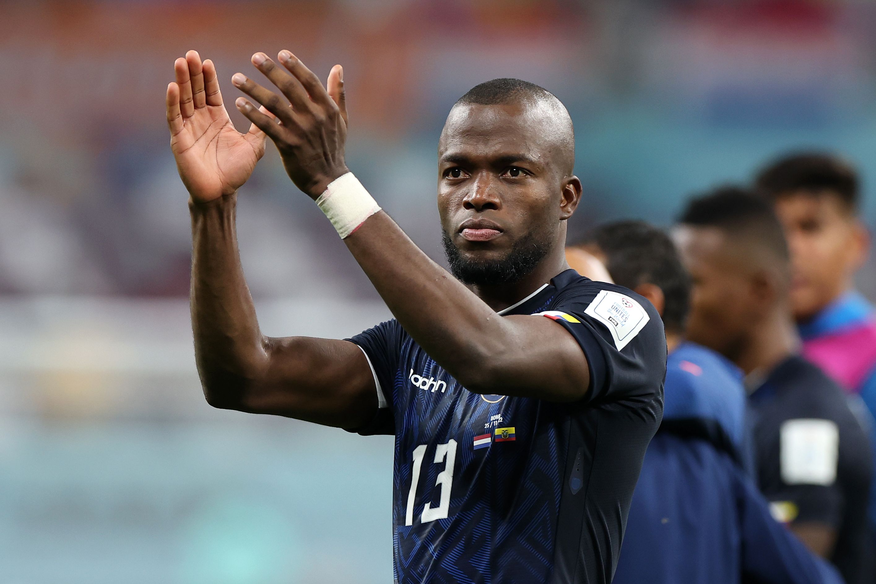 Enner Valencia of Ecuador applauds fans after the 1-1 draw
