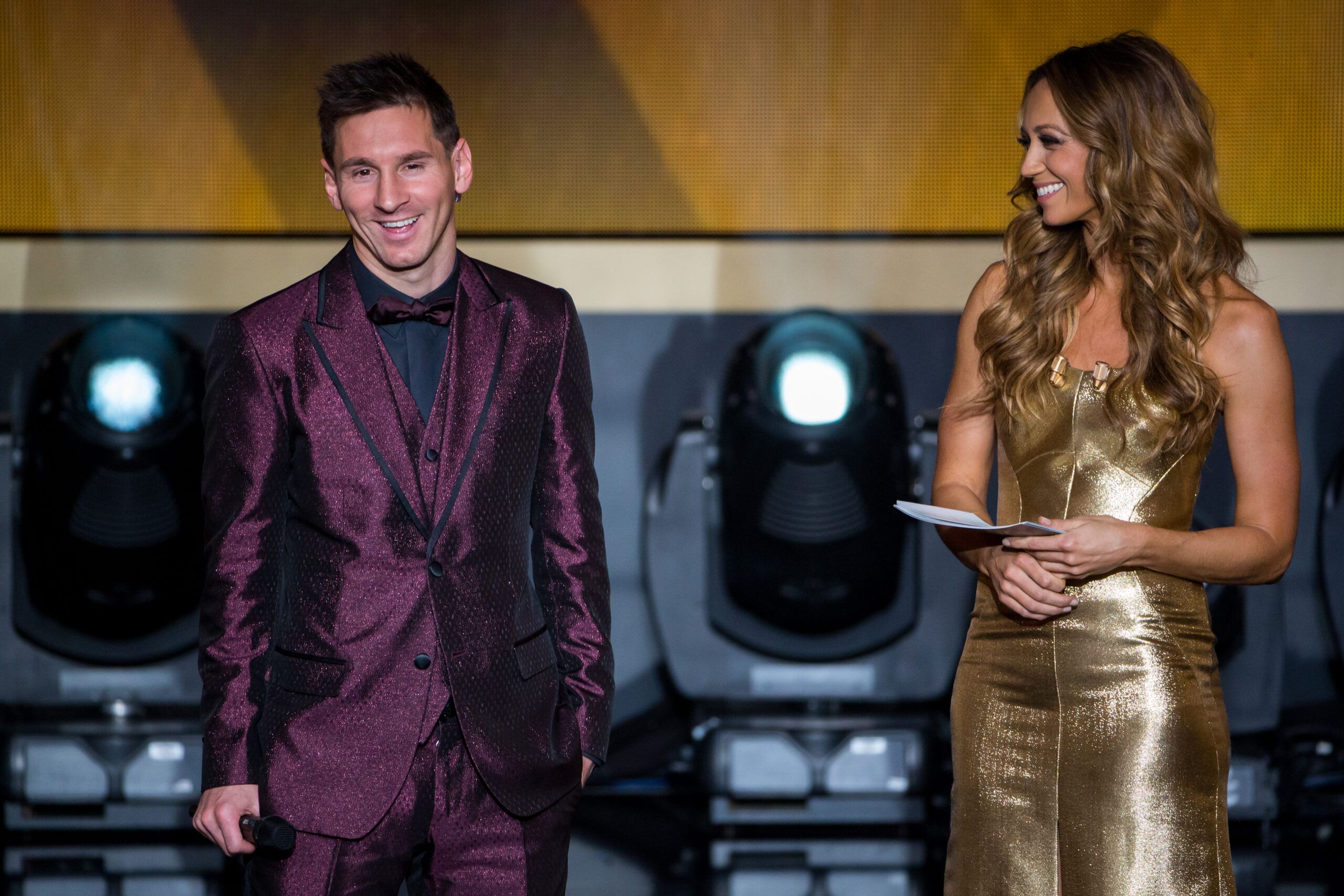 Kate Abdo with Lionel Messi at Ballon d'Or ceremony