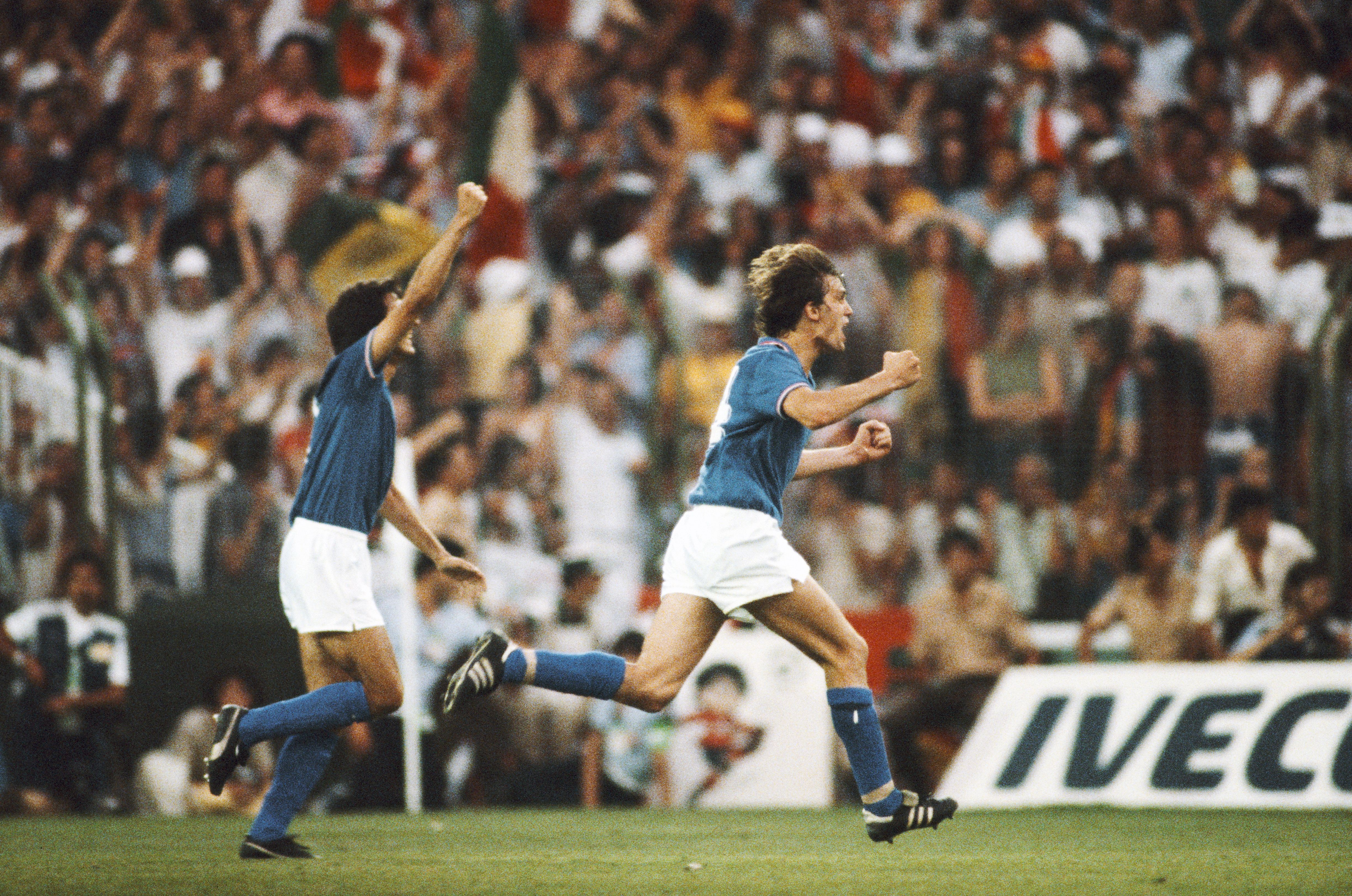 Tardelli's iconic celebration in 1986 World Cup final.