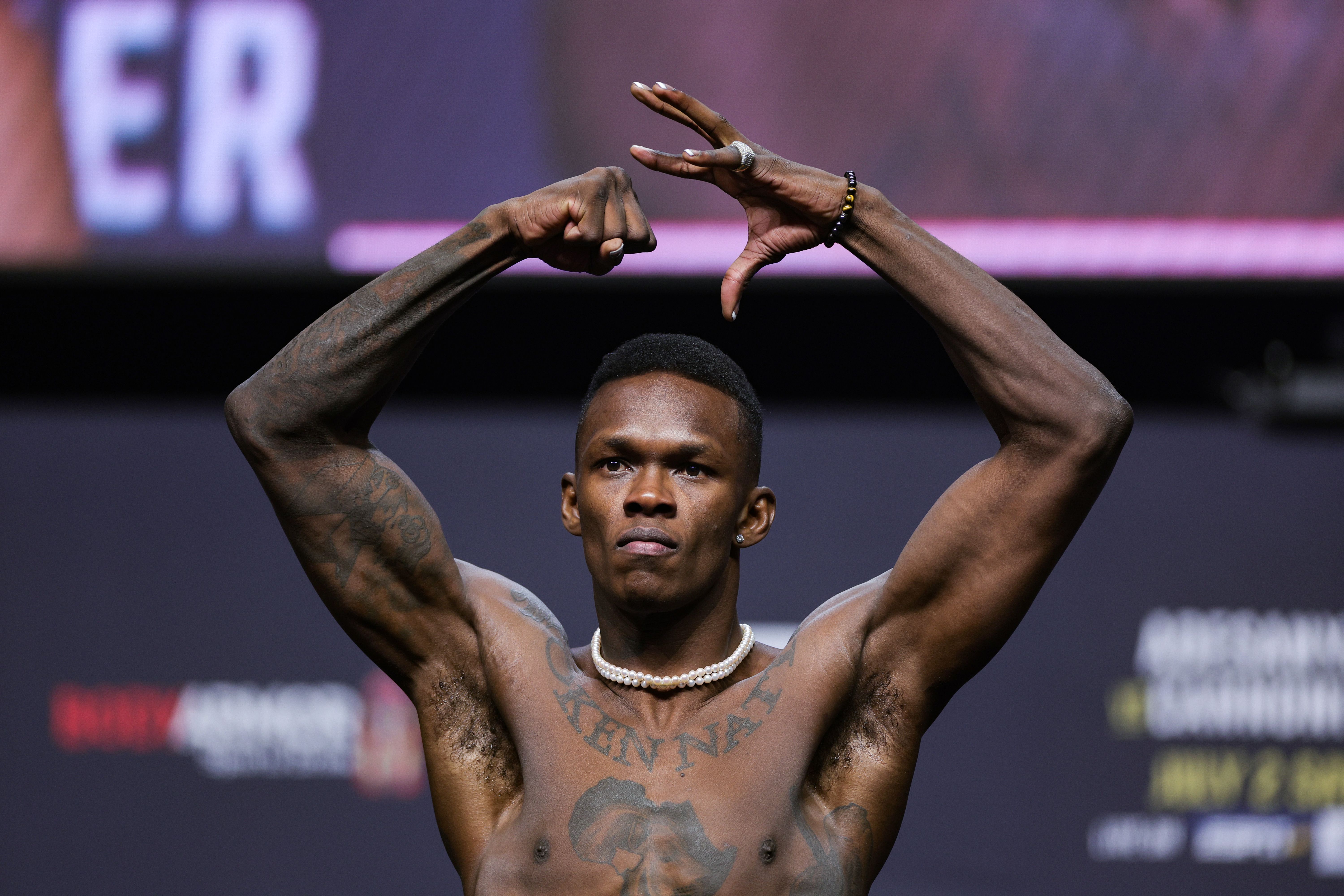 Israel Adesanya at a UFC weigh in event