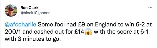 England fan cashes out bet vs Iran
