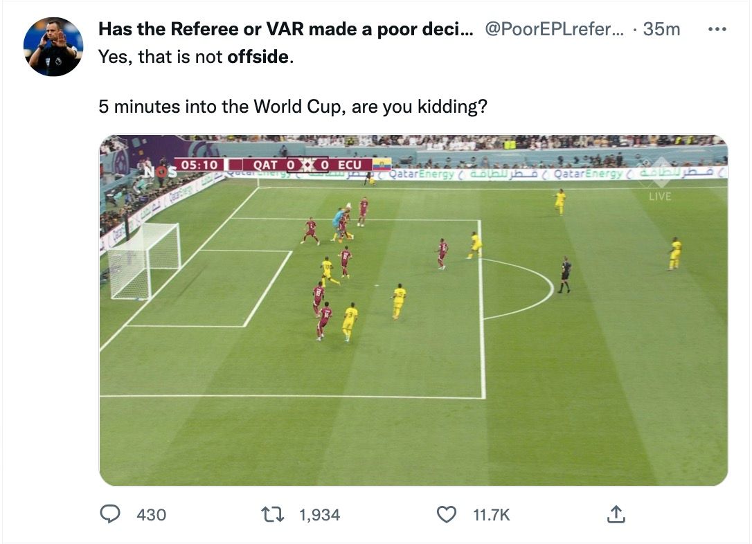 A viral tweet about the VAR chaos.