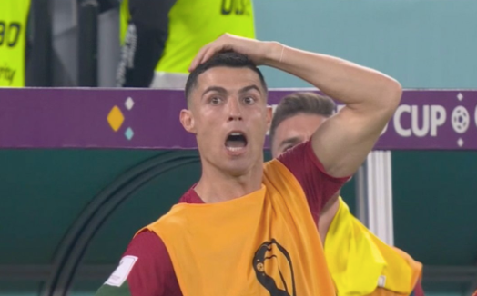 Cristiano Ronaldo's reaction from the Portugal bench